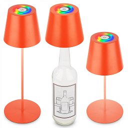 Obrázek pro produkt BRILONER Calida stolní lampička - 2,5W, 200lm, nabíjecí, LED, stmívatelné, RGBW, uchycení na láhev, oranžová 7510012
