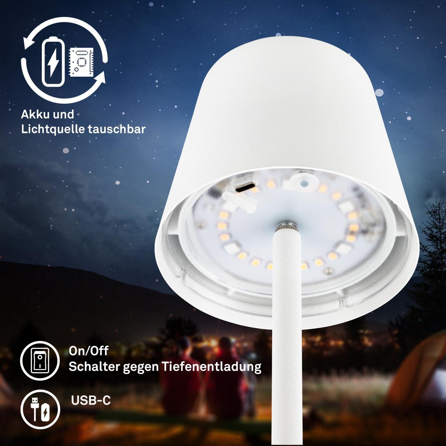 BRILO 7517016 Cilano RGBW stolní bezdrátová lampa IP44, stmívatelná, vč. nabíjecí základny, bílá - BRILO (obrázek 8)
