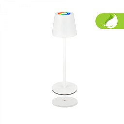 Obrázek pro produkt BRILONER Cilano RGBW stolní bezdrátová lampa IP44, stmívatelná, vč. nabíjecí základny, bílá 7517016