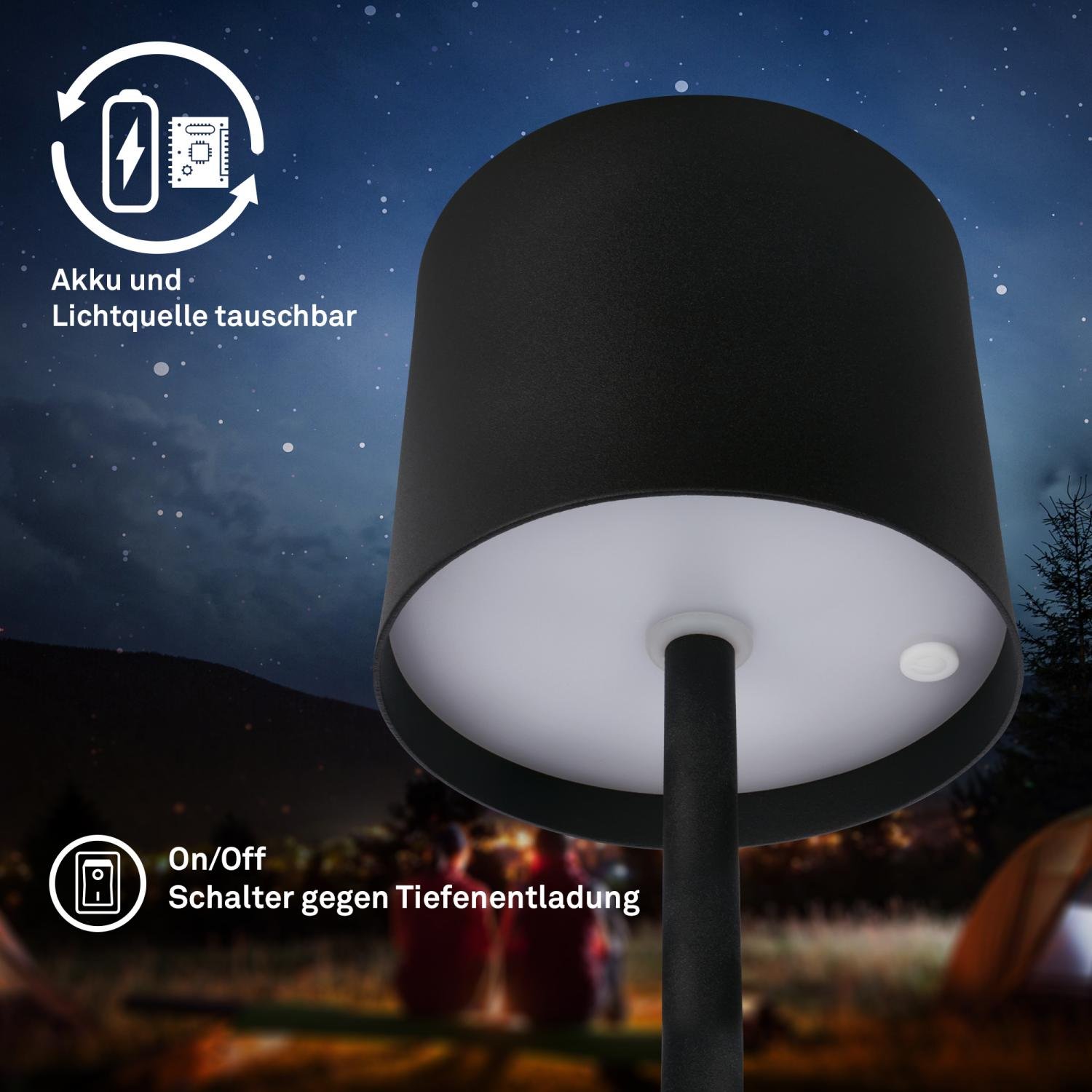 BRILO 7521015 Sigo LED stolní lampička bezdrátová IP44, stmívatelné, s nabíjecí základnou, černá - BRILO (obrázek 7)