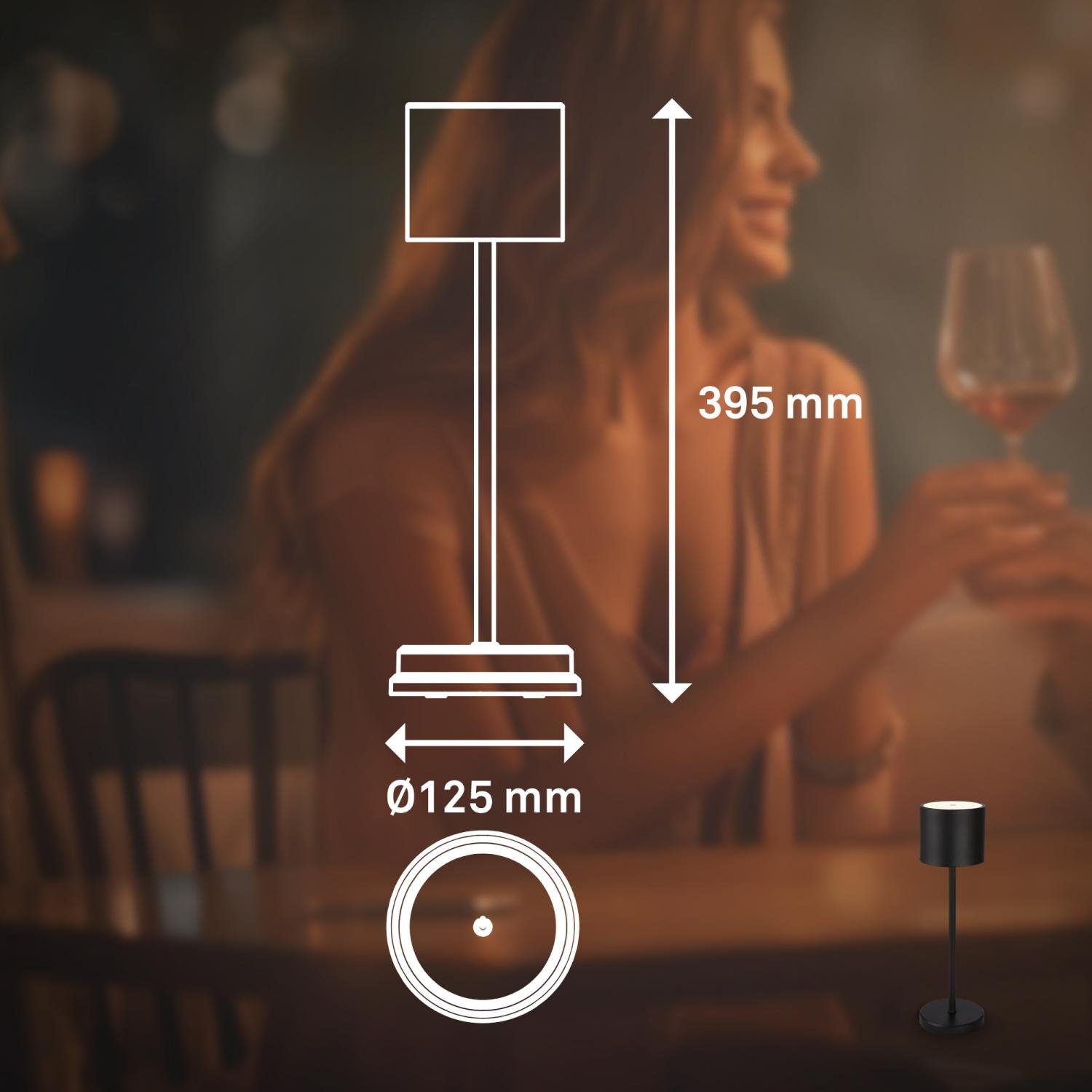 BRILO 7521015 Sigo LED stolní lampička bezdrátová IP44, stmívatelné, s nabíjecí základnou, černá - BRILO (obrázek 10)