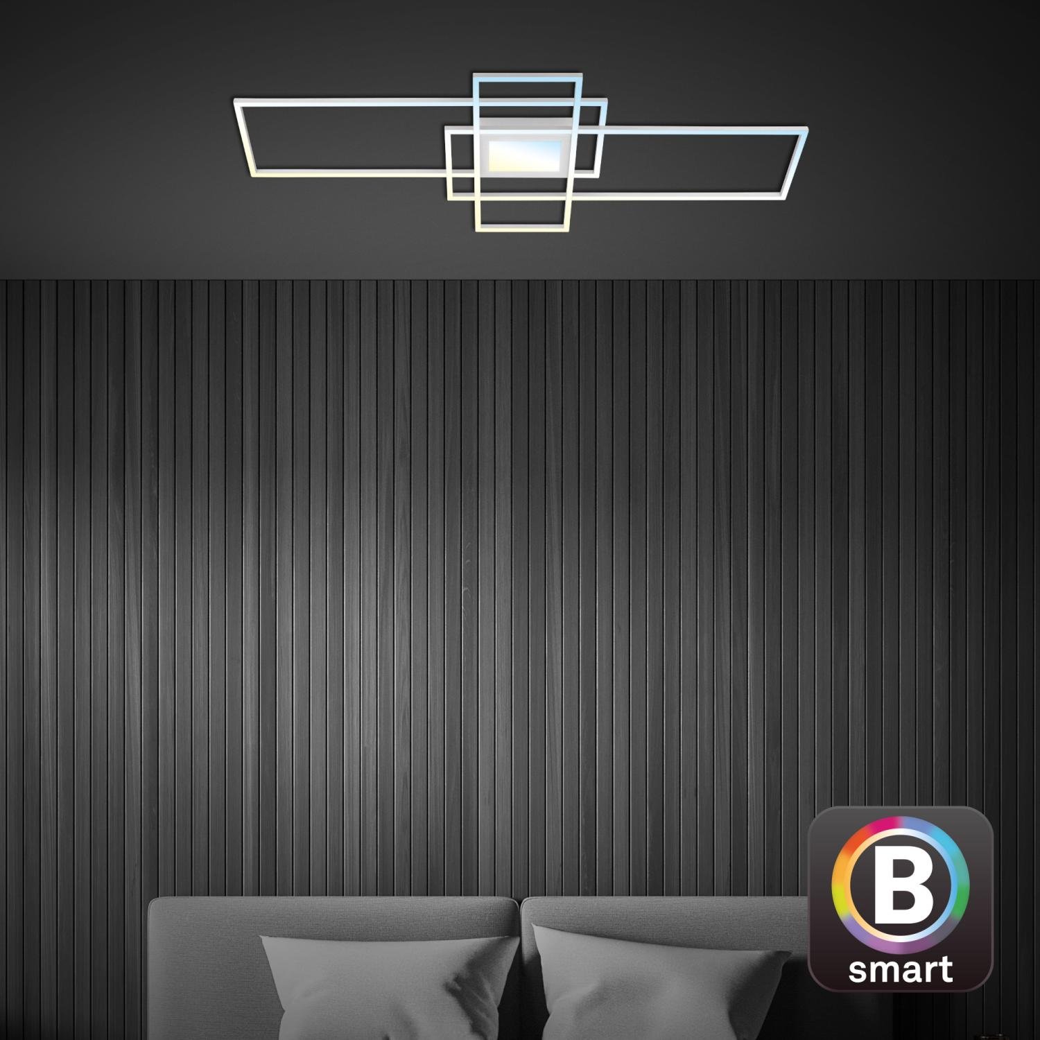 BRILO 3812019 Ram LED stropní svítidlo, Smart, ovládání hlasem nebo v aplikaci, dálkové ovládání, hliník - BRILO (obrázek 7)