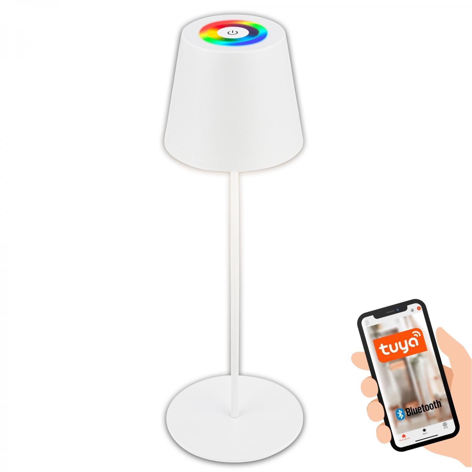 BRILO 7559016 Coloris LED stolní lampička Smart bezdrátová, ovládání přes aplikaci, stmívatelné, bílé - BRILO