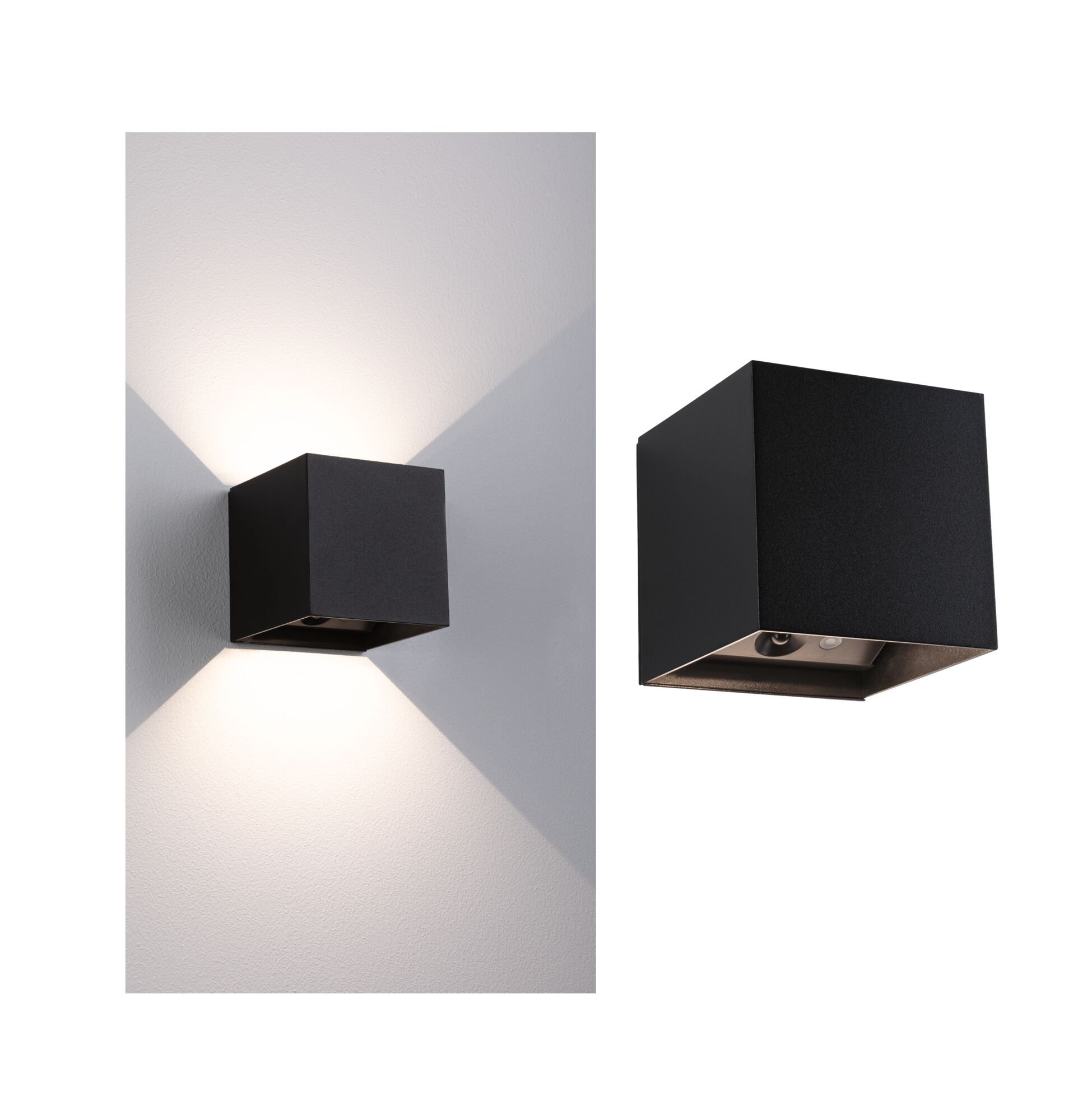 P 71282 LED nabíjecí nástěnné svítidlo Nyara IP44 3000K 100x100mm 2x1W černá - PAULMANN