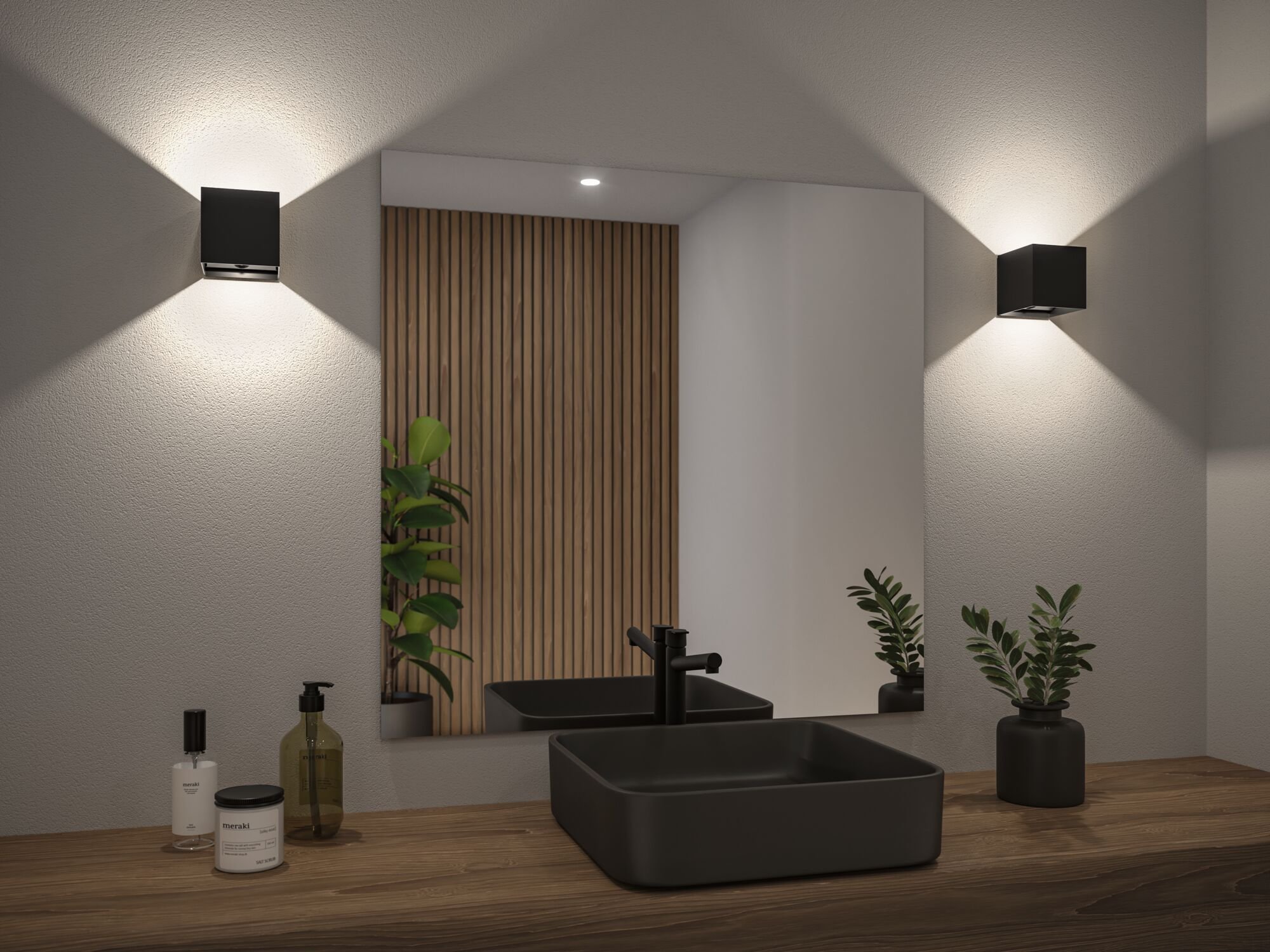 P 71282 LED nabíjecí nástěnné svítidlo Nyara IP44 3000K 100x100mm 2x1W černá - PAULMANN (obrázek 8)