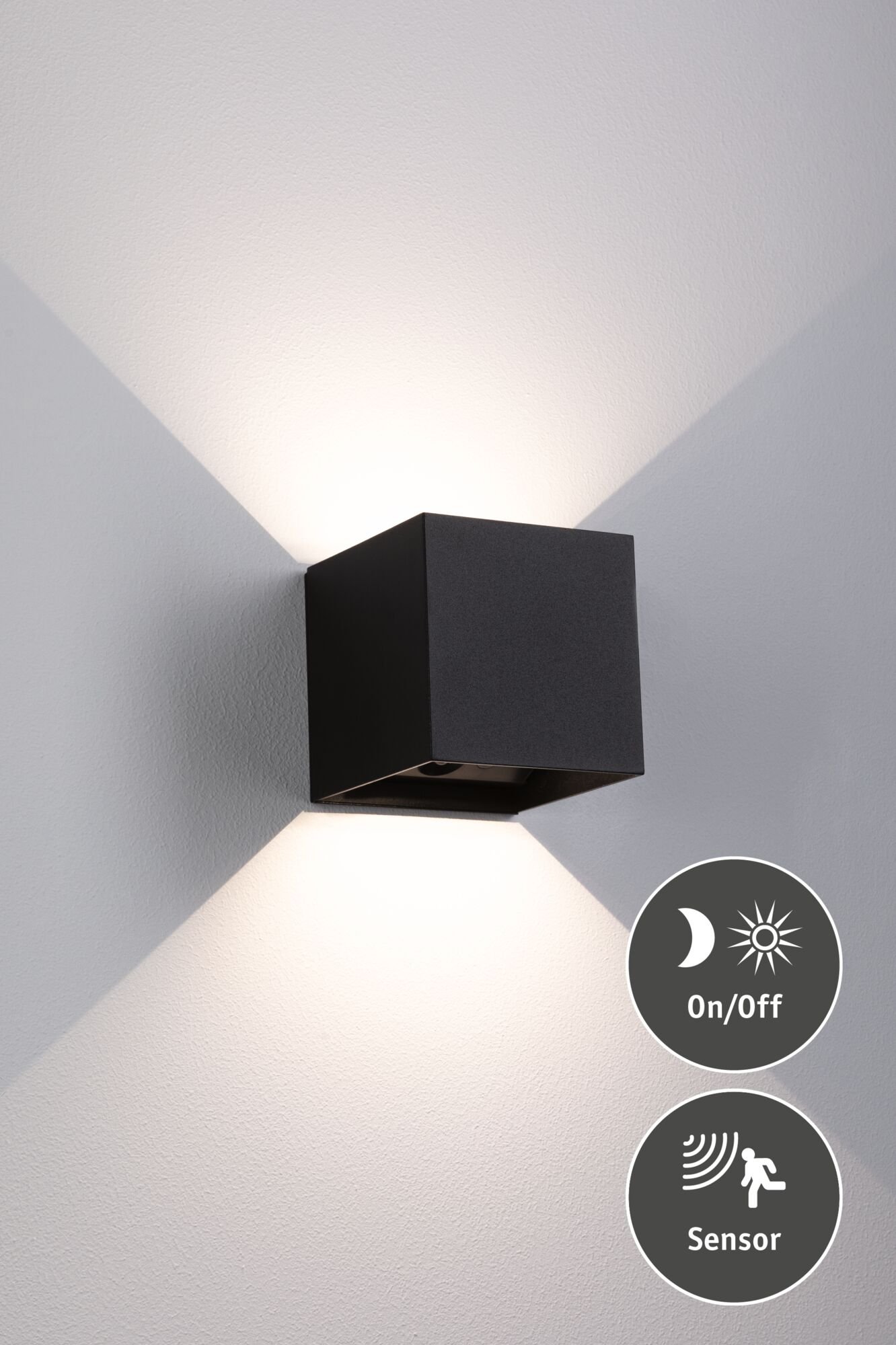 P 71282 LED nabíjecí nástěnné svítidlo Nyara IP44 3000K 100x100mm 2x1W černá - PAULMANN (obrázek 10)