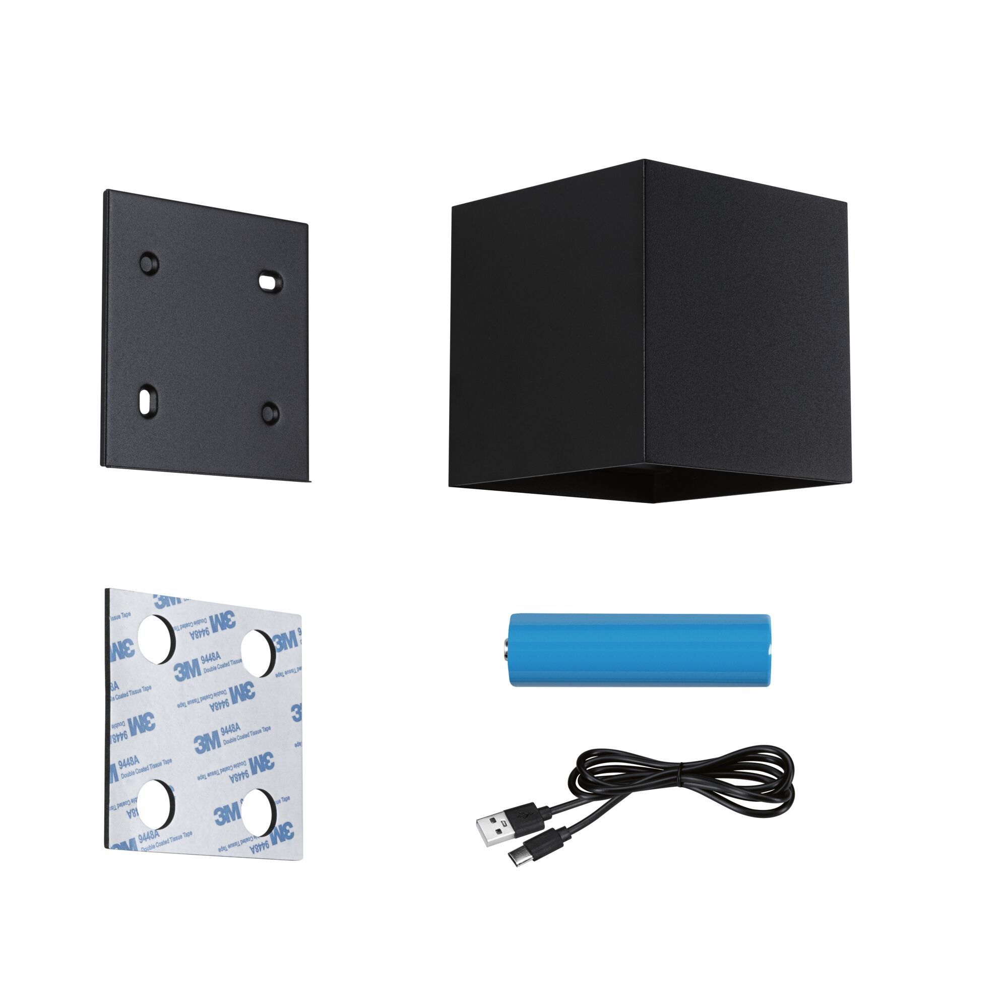 P 71282 LED nabíjecí nástěnné svítidlo Nyara IP44 3000K 100x100mm 2x1W černá - PAULMANN (obrázek 17)