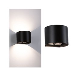 Obrázek pro produkt LED nabíjecí nástěnné svítidlo Nyora IP44 3000K 135x120mm 2x1W černá - PAULMANN