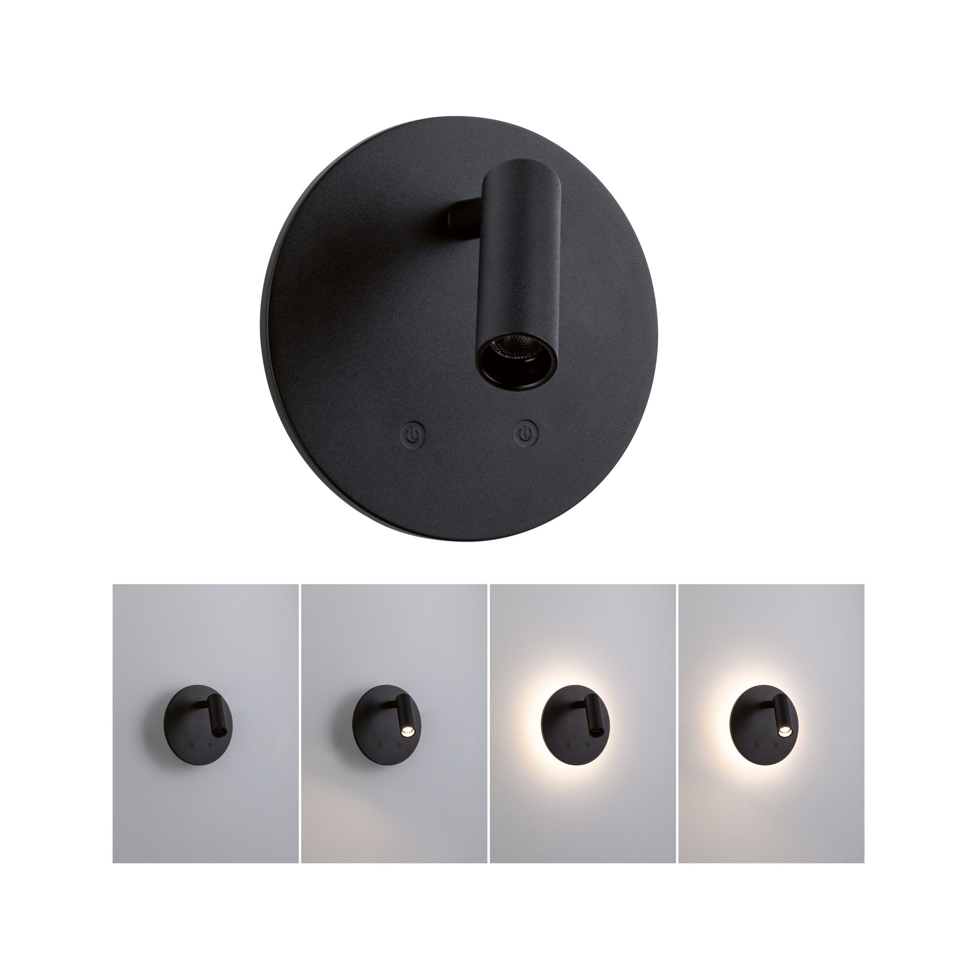 P 71286 LED nabíjecí nástěnné svítidlo Kiora 2700K / 3,7V 0,6W / 0,7W stmívatelné černá - PAULMANN