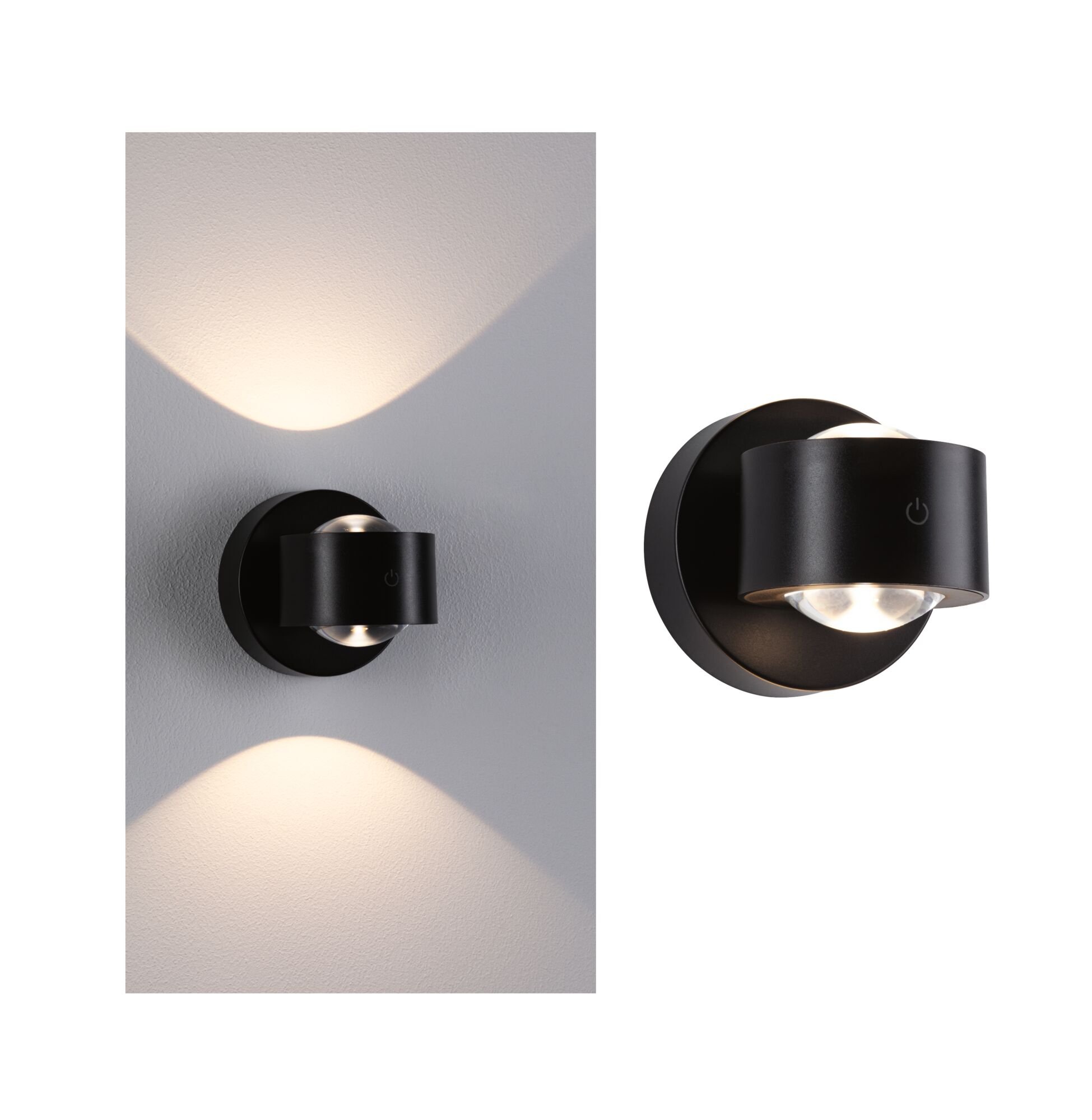 P 71290 LED nabíjecí nástěnné svítidlo Zorik IP44 stmívatelné 2700K 100mm 2x1,1W černá - PAULMANN