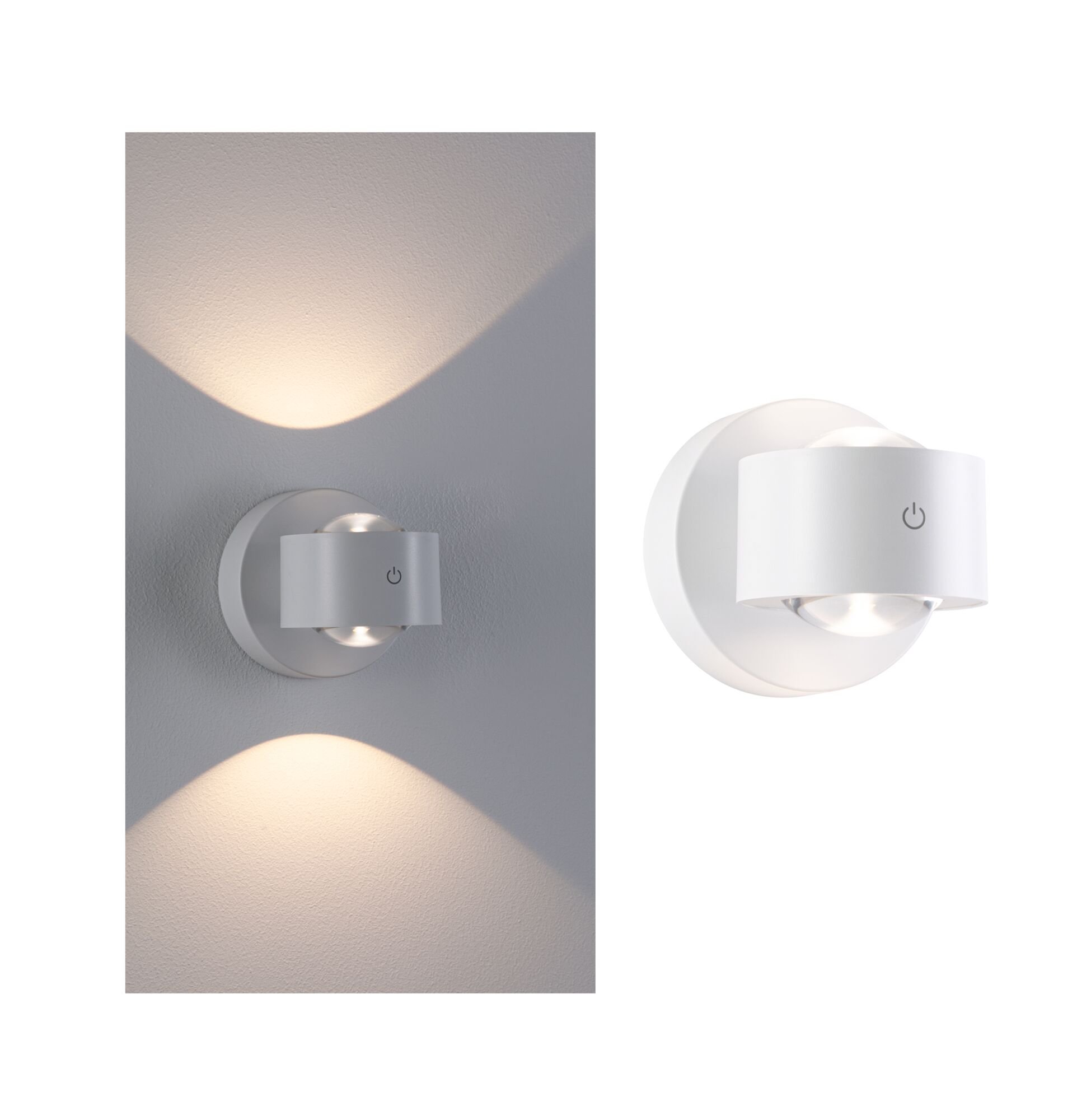 P 71291 LED nabíjecí nástěnné svítidlo Zorik IP44 stmívatelné 2700K 100mm 2x1,1W bílá - PAULMANN