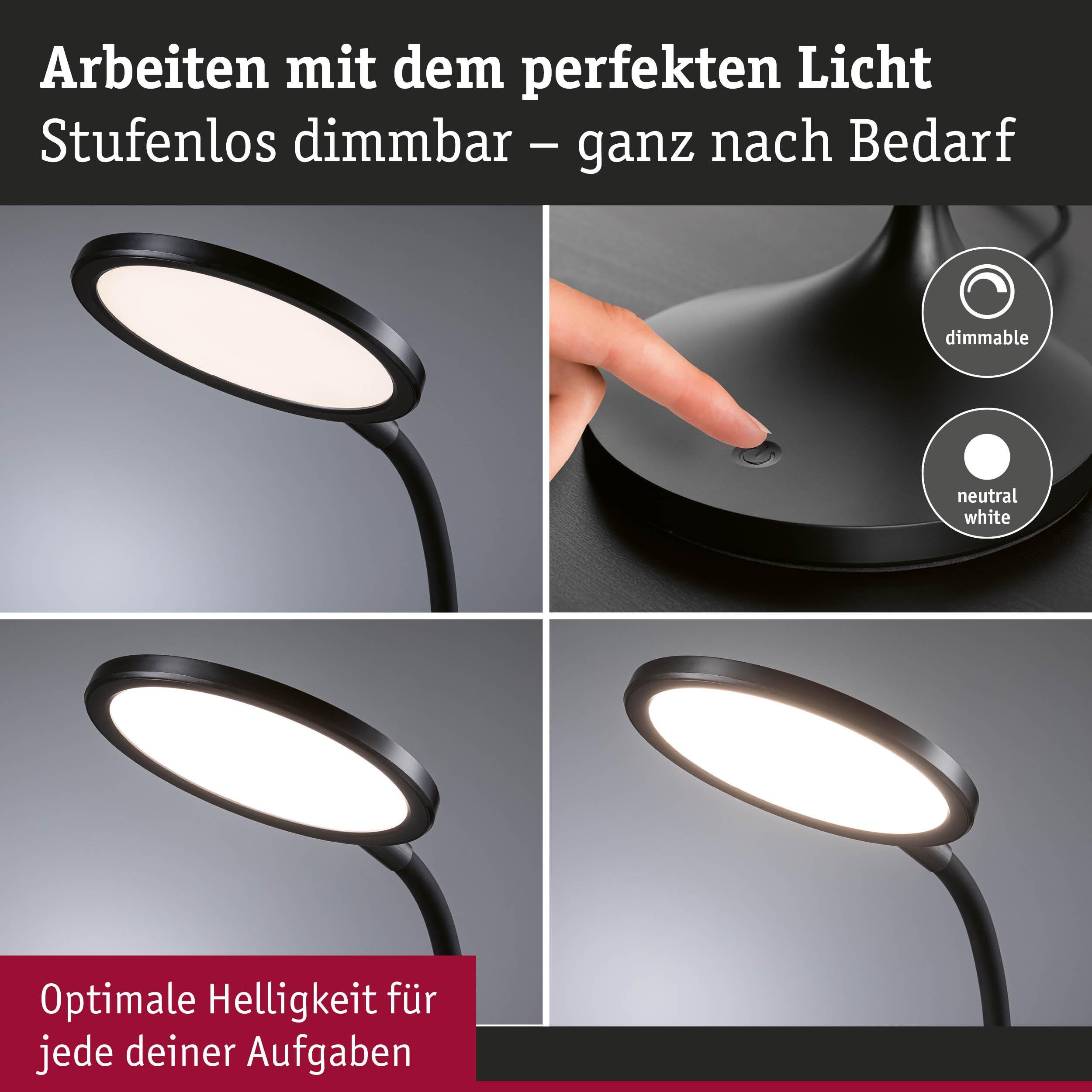 P 78017 LED stolní lampa na psací stůl Mejan 4000K 15W černá mat - PAULMANN (obrázek 4)