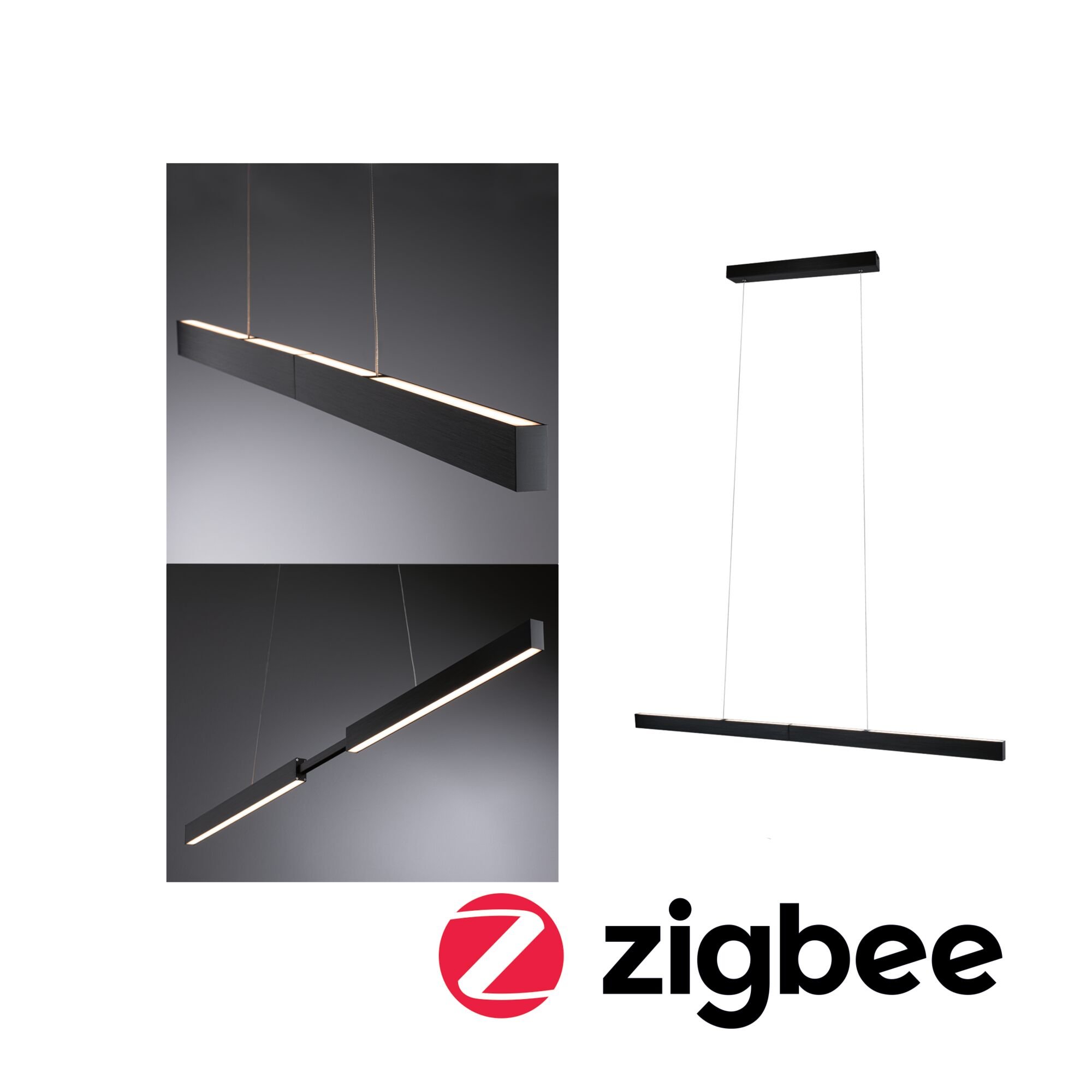 P 78024 LED závěsné svítidlo Smart Home Zigbee 3.0 Aptare RGBW+ stmívatelné / 2x16W černá kartáčovaná - PAULMANN