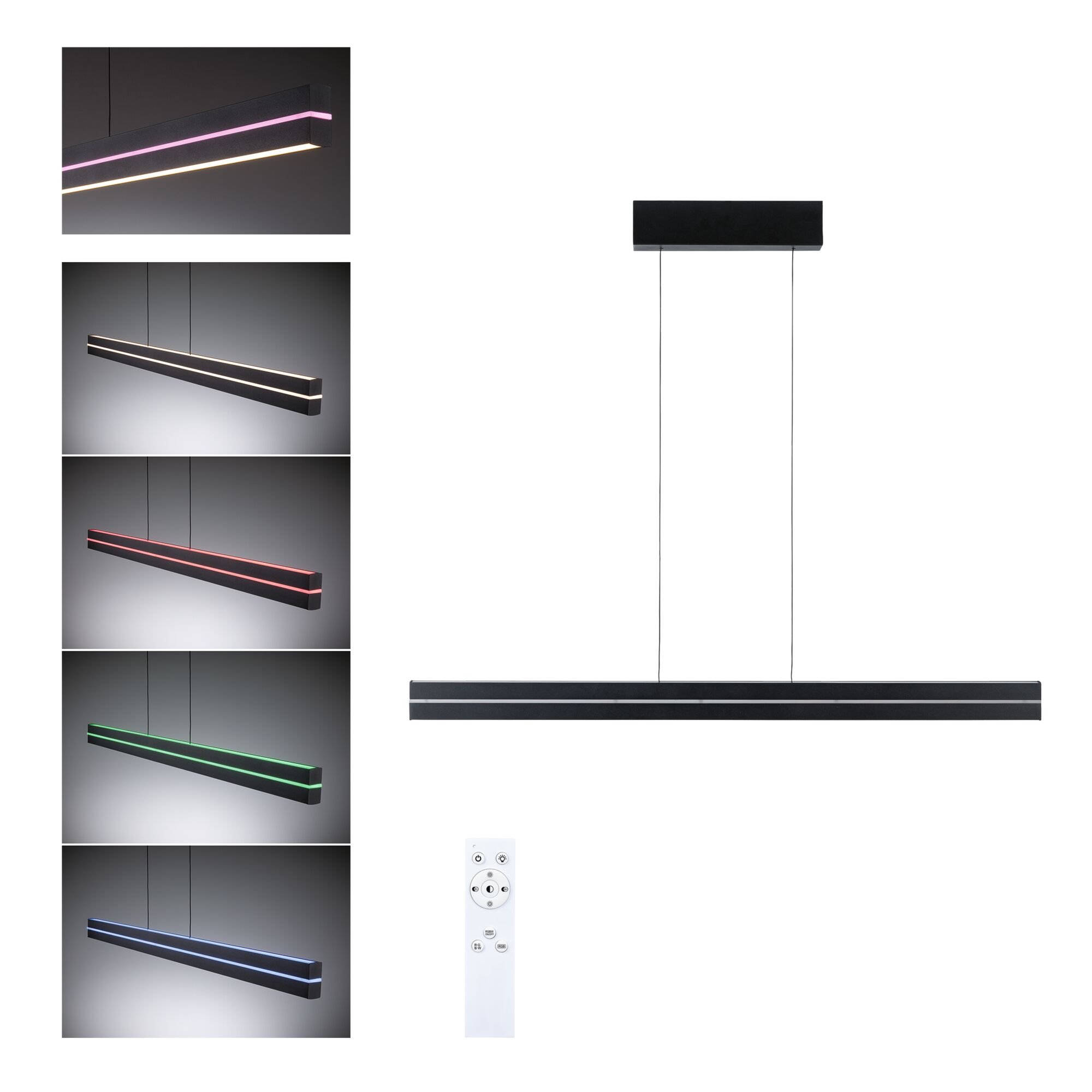 P 78474 LED závěsné svítidlo Raiko RGBW+ stmívatelné / 19W / 6W černá - PAULMANN