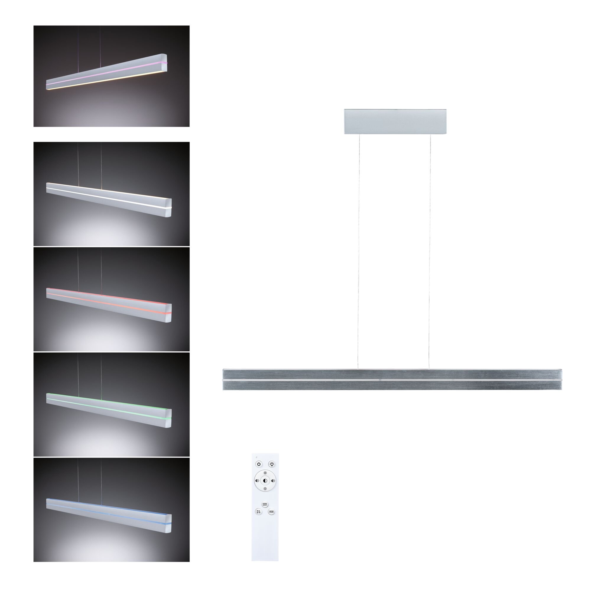P 78475 LED závěsné svítidlo Raiko RGBW+ stmívatelné / 19W / 6W stříbrná mat - PAULMANN