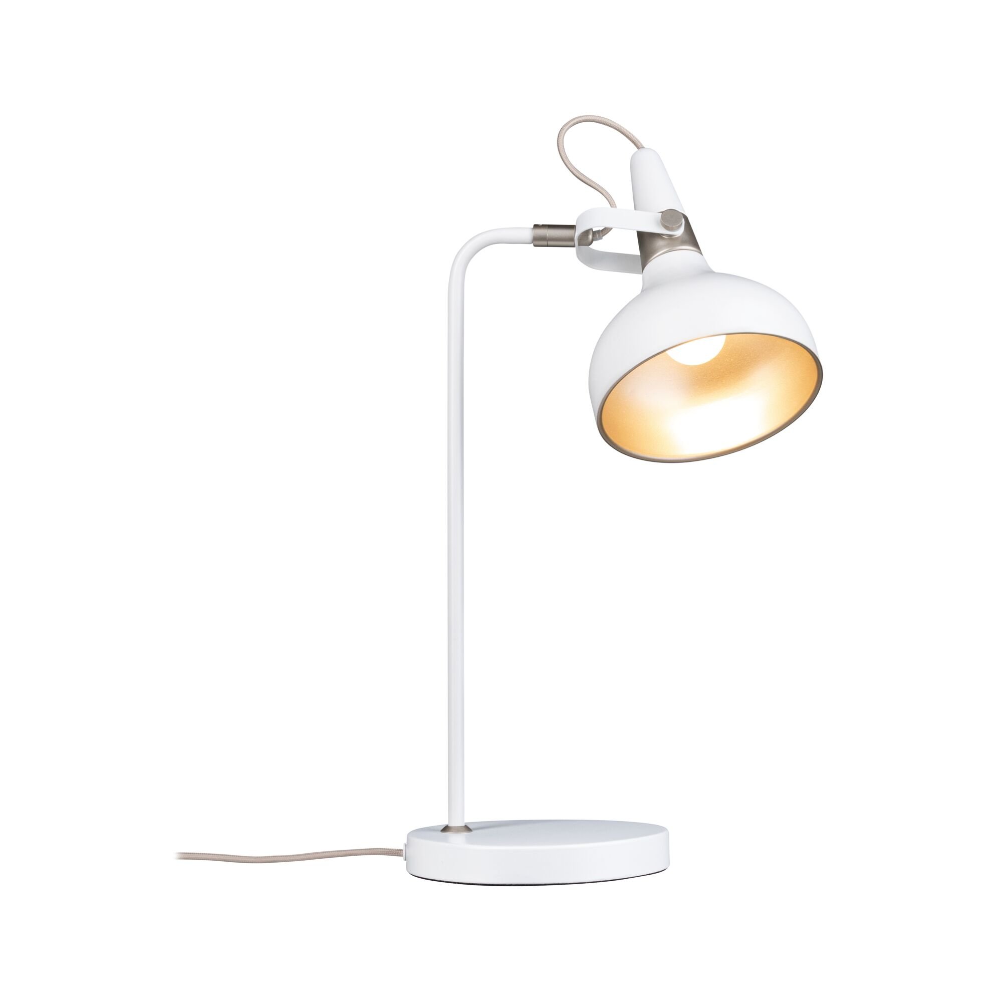 P 78482 Stolní lampa Juna E14 max. 20W bílá mat, šampaň kov - PAULMANN