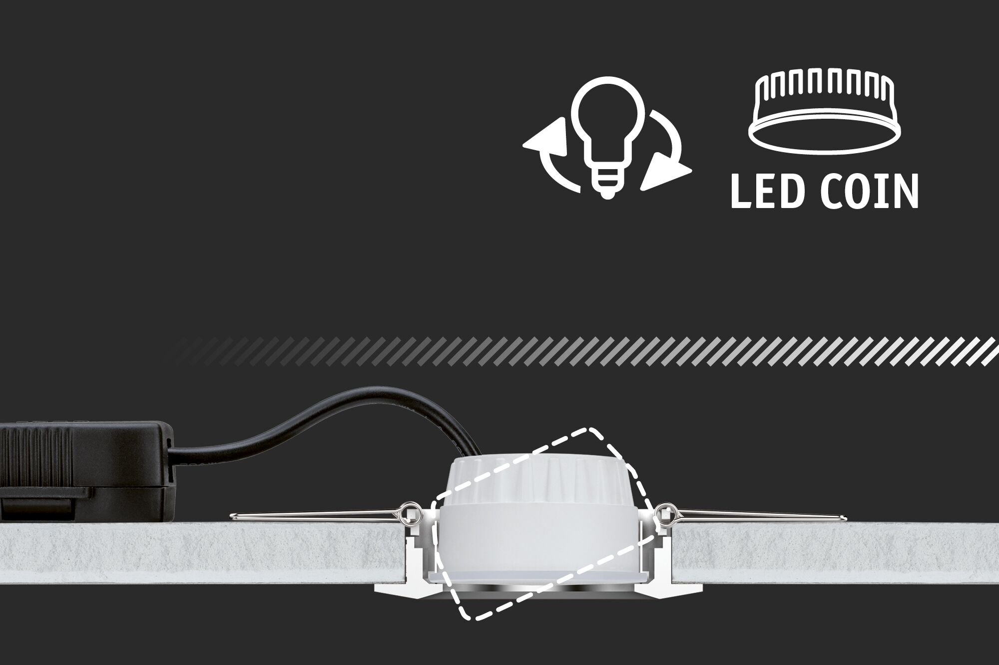 P 92446 LED vestavné svítidlo Nova Coin IP44 kruhové 78mm měnitelná bílá 3x6W 230V černá mat hliník - PAULMANN (obrázek 10)