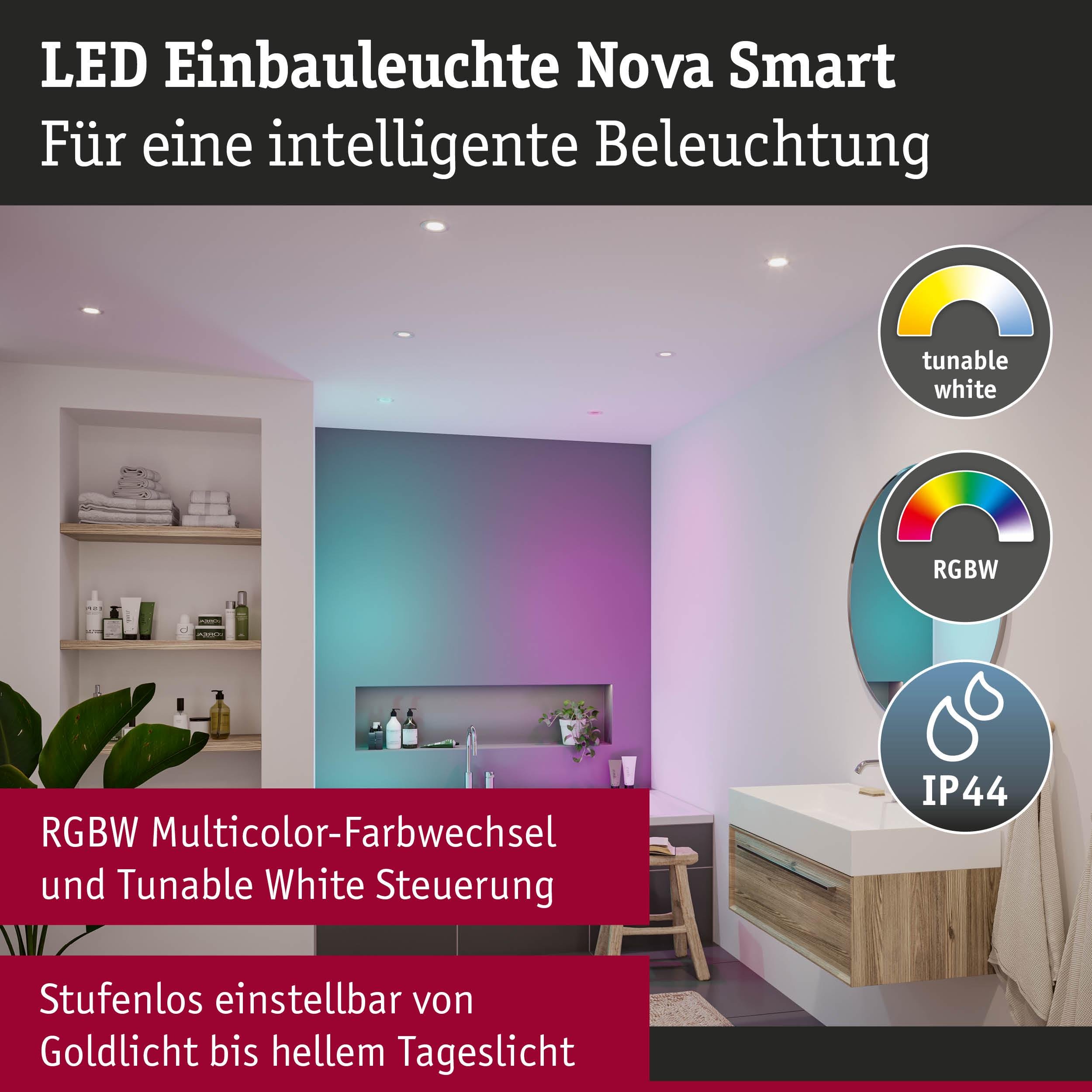 P 92449 LED vestavné svítidlo Nova Coin IP44 kruhové 78mm RGBW+ 3x6W 230V bílá mat hliník - PAULMANN (obrázek 3)
