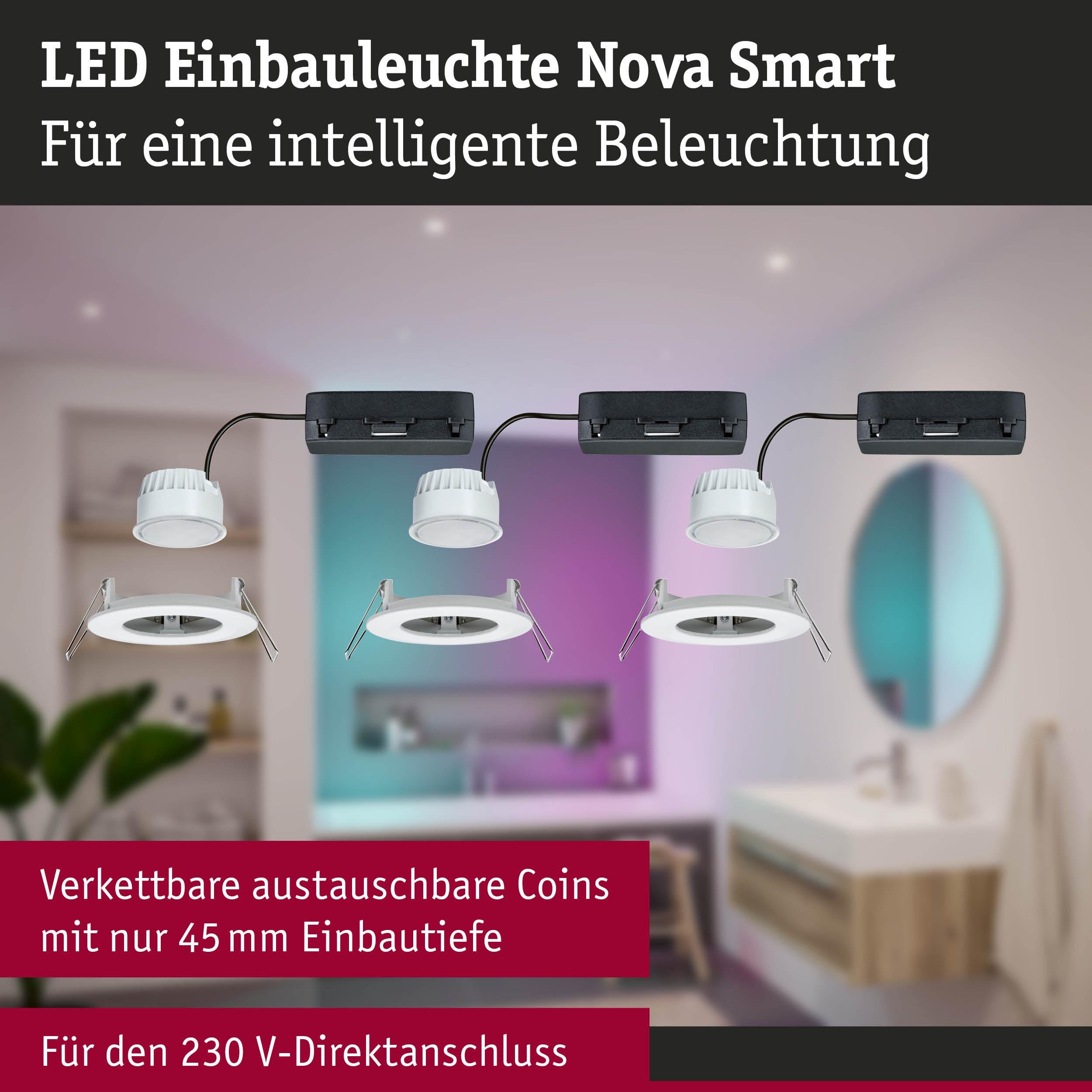 P 92449 LED vestavné svítidlo Nova Coin IP44 kruhové 78mm RGBW+ 3x6W 230V bílá mat hliník - PAULMANN (obrázek 4)