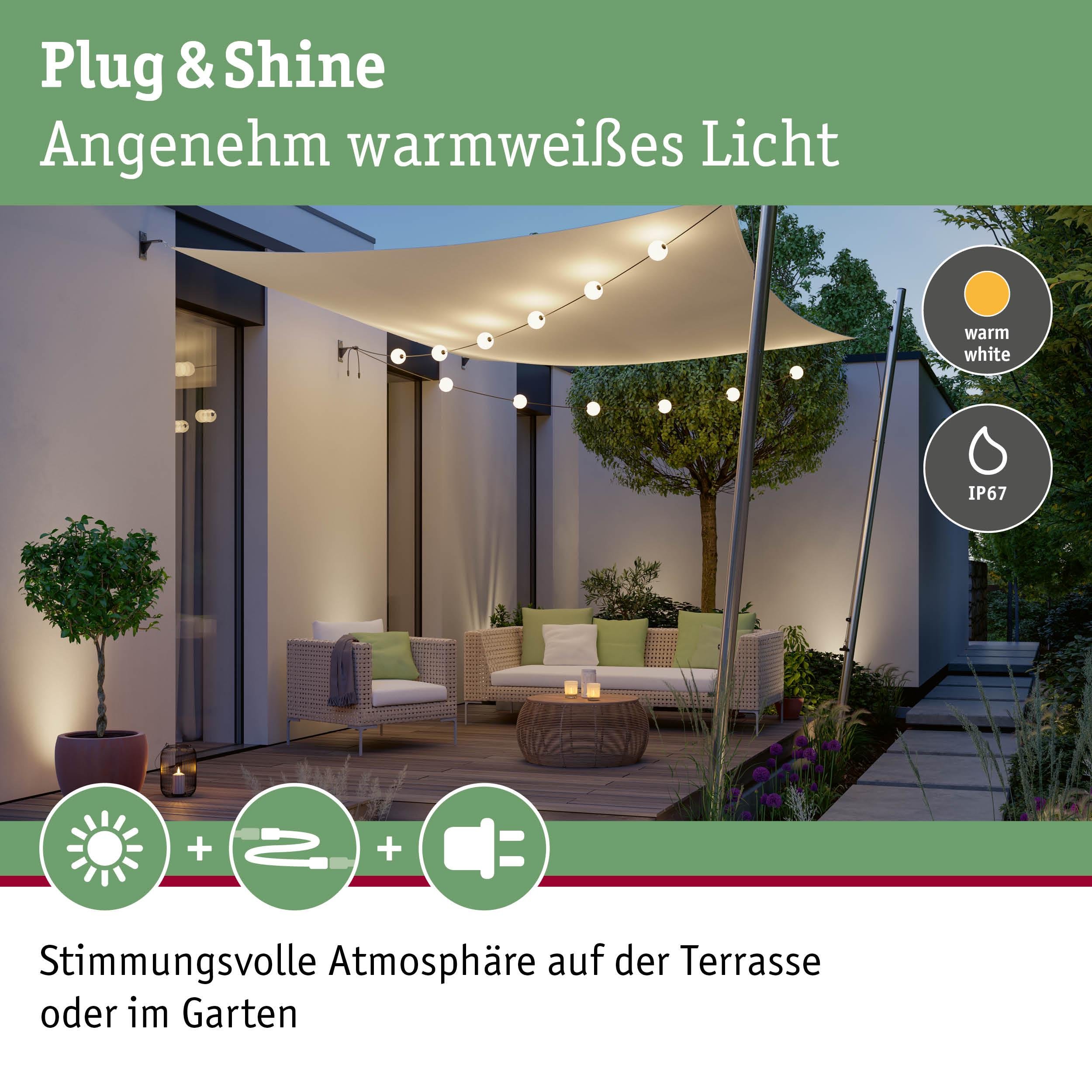 P 94912 Plug & Shine LED světelný řetěz Naima prodlužovací sada IP67 3000K 3x1W 1,71m černá - PAULMANN (obrázek 3)