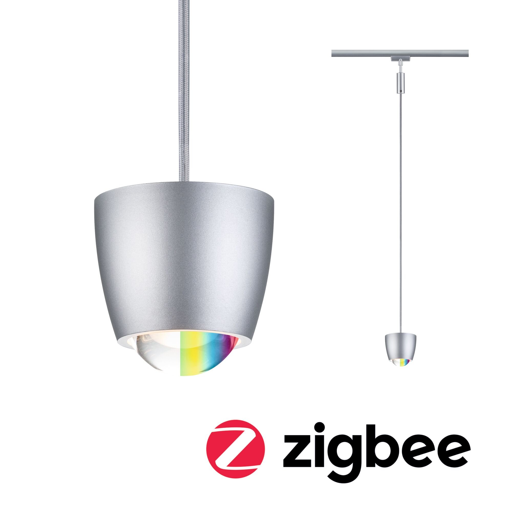 P 95682 URail závěs Smart Home Zigbee 3.0 Tyros RGBW 4,5W RGBW+ stmívatelné 230V matný chrom - PAULMANN