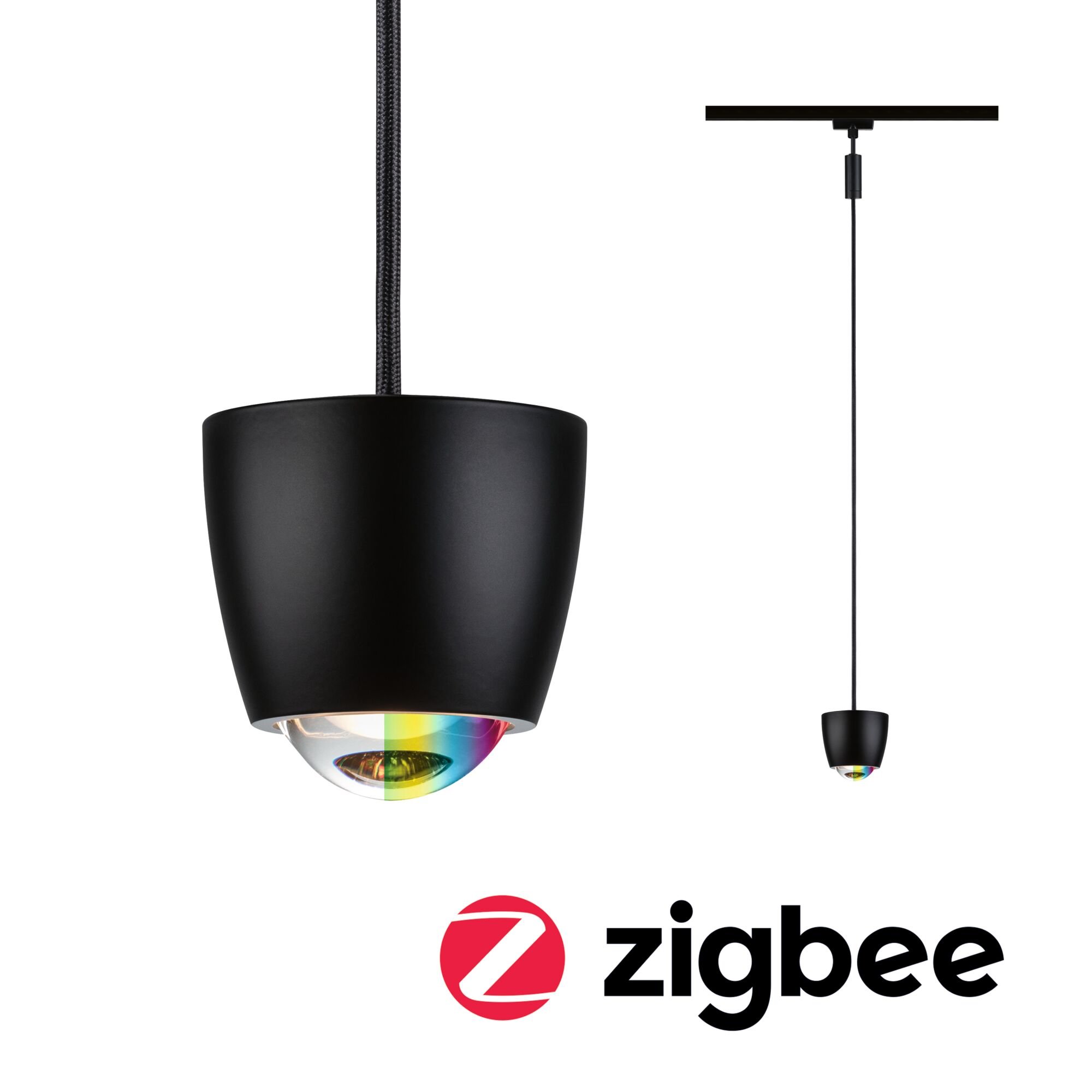 P 95684 URail závěs Smart Home Zigbee 3.0 Tyros RGBW 4,5W RGBW+ stmívatelné 230V černá mat - PAULMANN