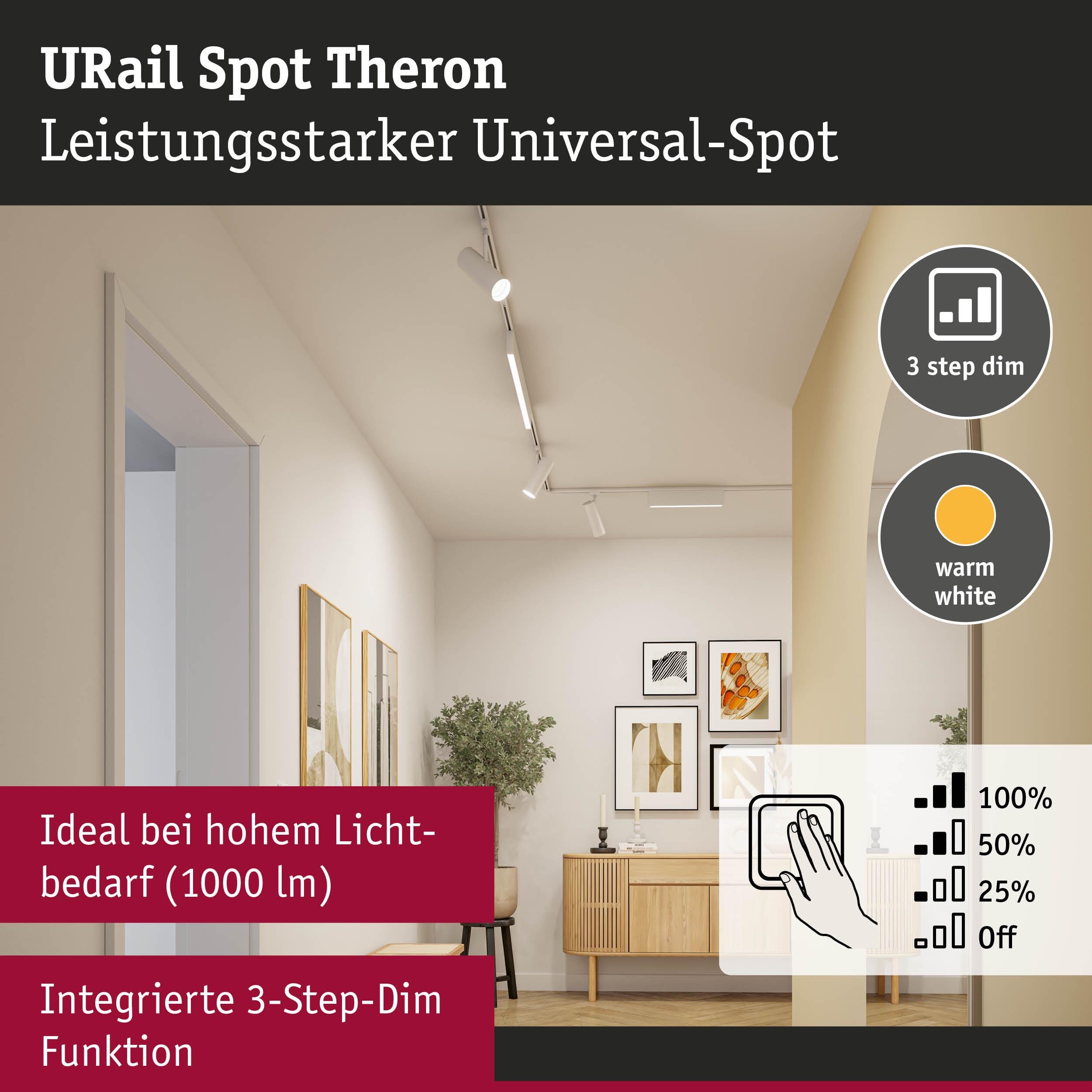 P 95695 URail lištový spot Theron spot 11W 3000K stmívatelné 230V bílá - PAULMANN (obrázek 3)