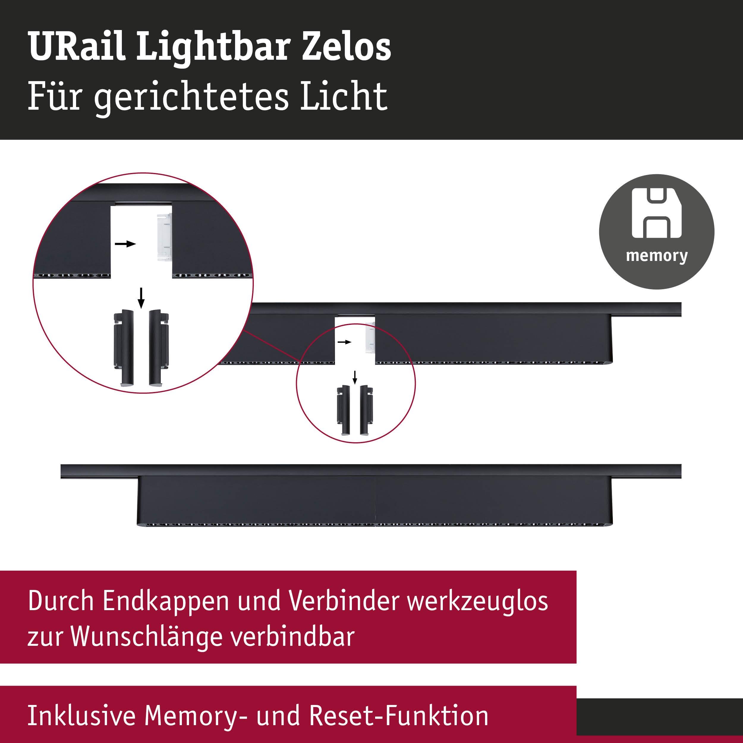 P 95715 URail Lightbar 3-krokové-stmívatelné Zelos 10W 3000K stmívatelné 230V černá mat - PAULMANN (obrázek 3)