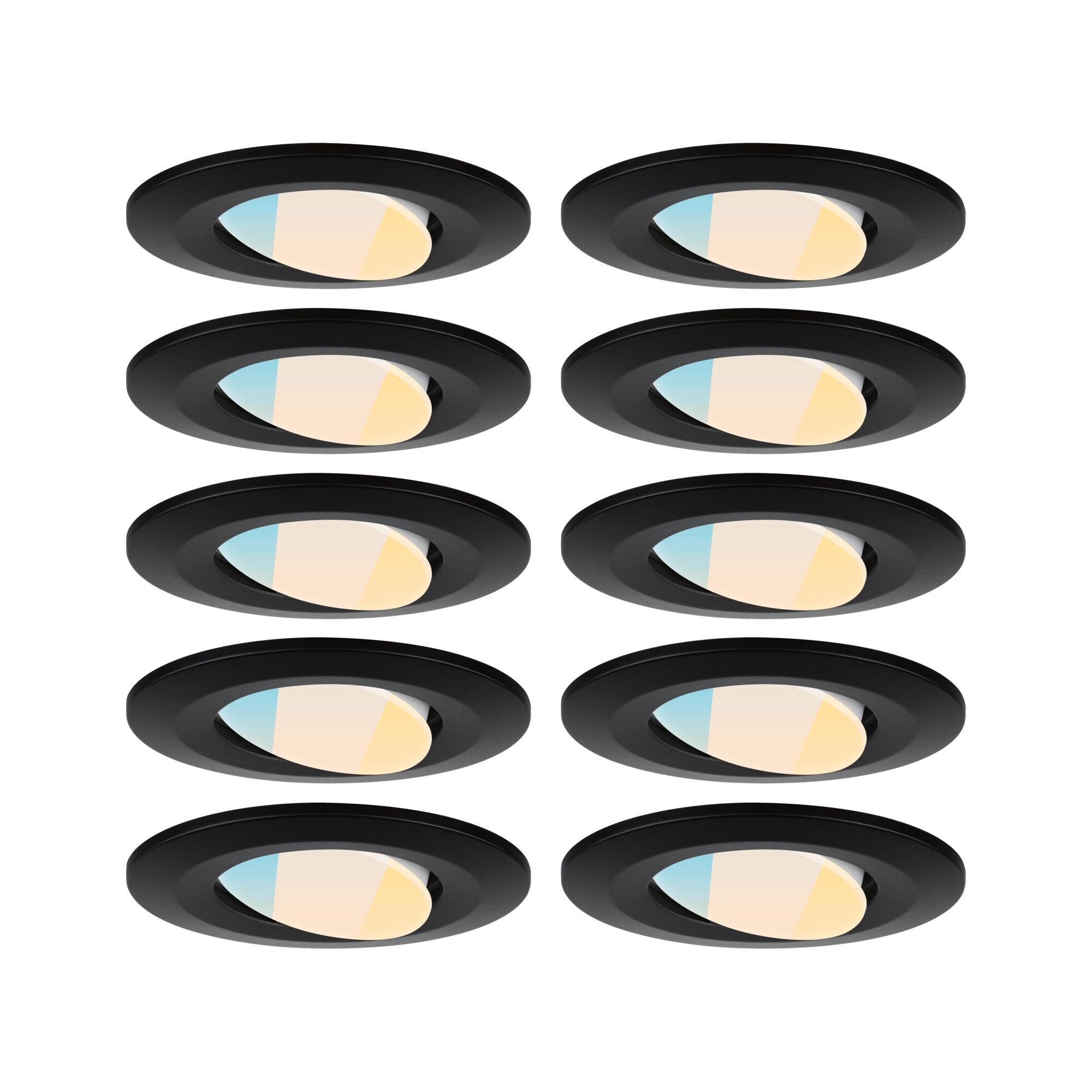 P 98198 LED vestavné svítidlo Calla 10ks sada IP65 kruhové 90mm 30° 10x5W 230V CCT černá mat - PAULMANN