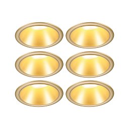 Obrázek pro produkt LED vestavné svítidlo 3-krokové-stmívatelné Cole Coin 6ks sada IP44 kruhové 88mm Coin 6x6W 230V stmívatelné 2700K zlatá mat - PAULMANN