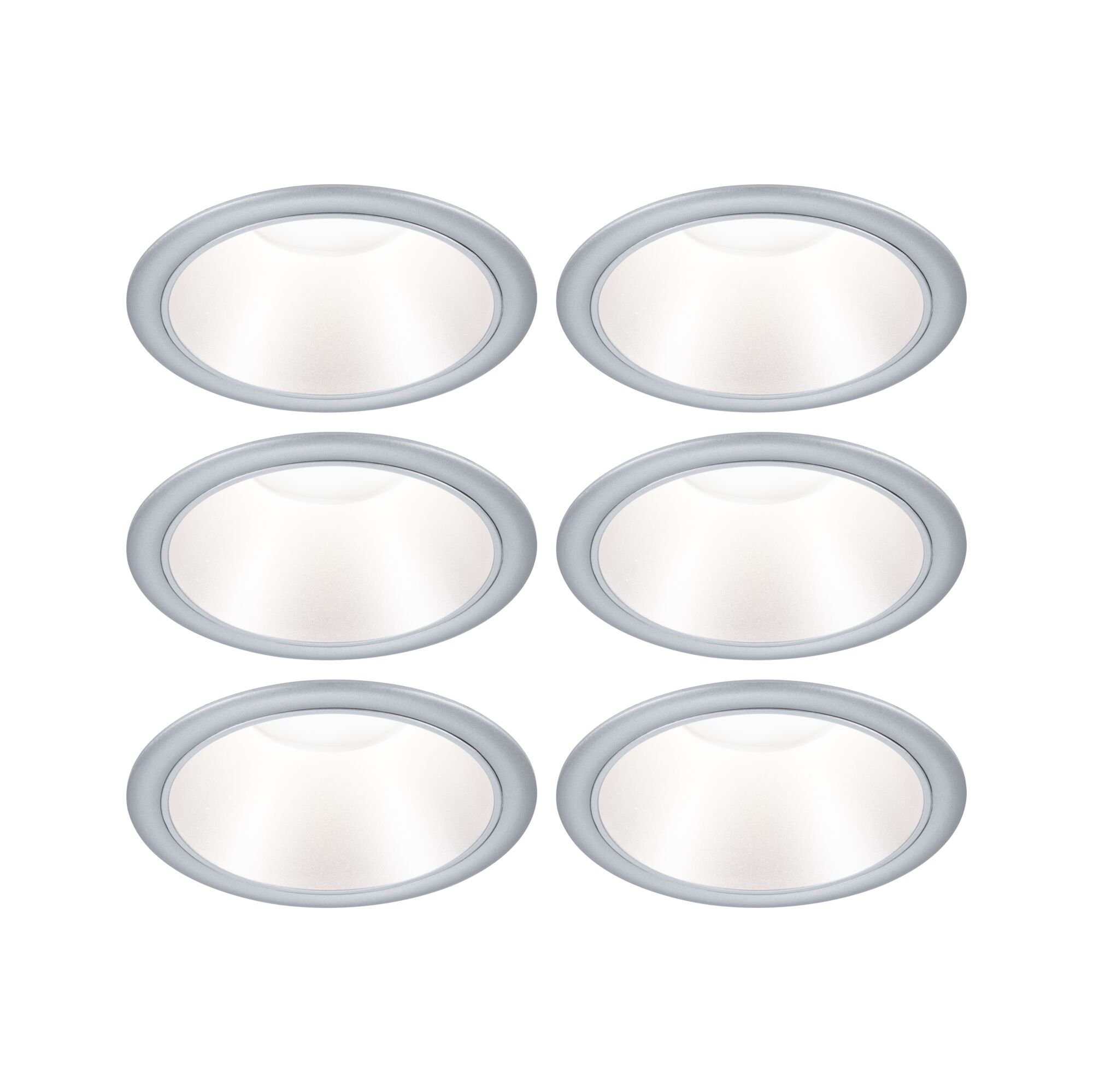 P 98203 LED vestavné svítidlo 3-krokové-stmívatelné Cole Coin 6ks sada IP44 kruhové 88mm Coin 6x6W 230V stmívatelné 2700K stříbrná mat - PAULMANN