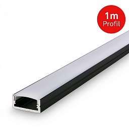 Obrázek pro produkt Pimp Your Stripe hliníkový profil  1m, vč. difuzoru, samolepící, černá - BRILONER