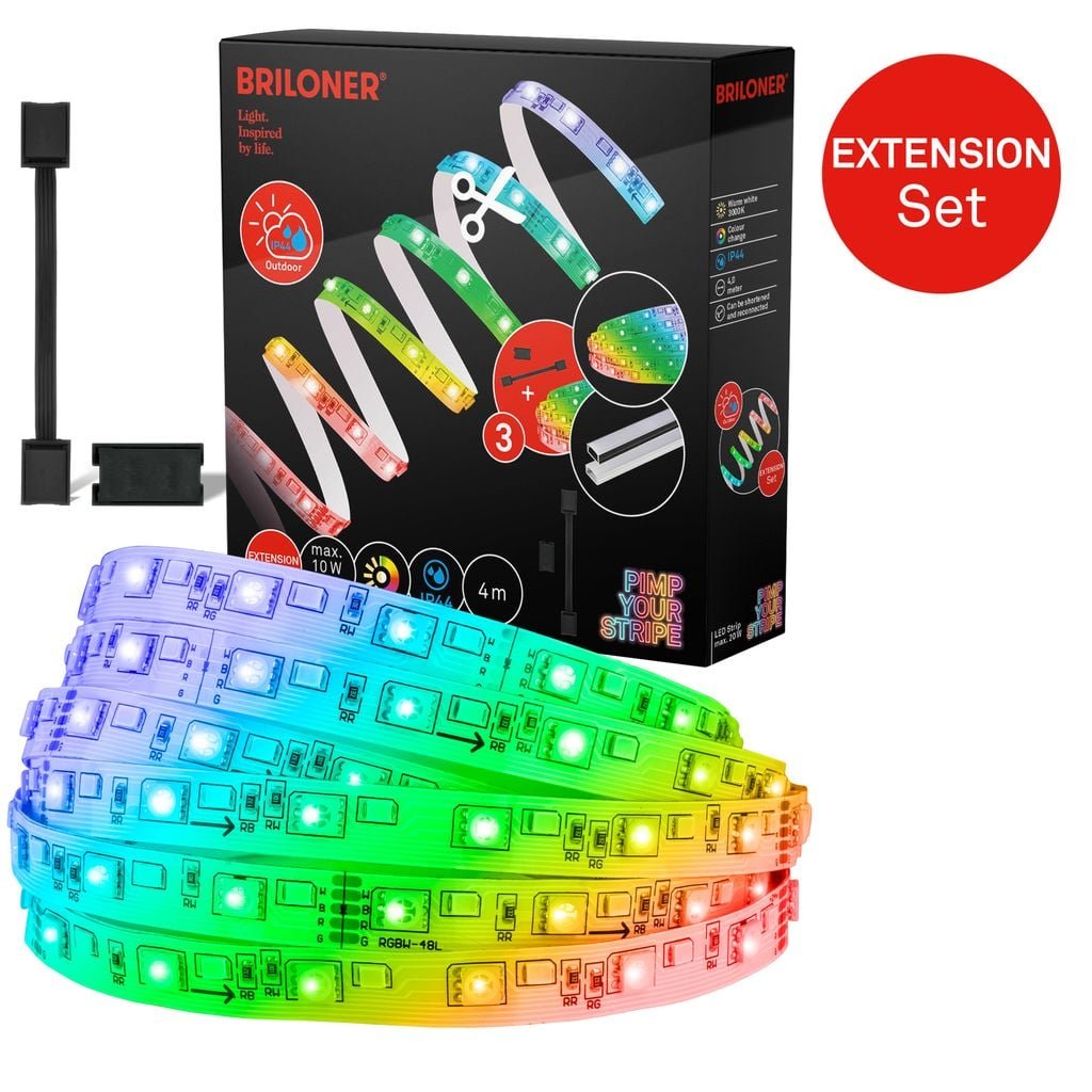 BRI 2167384 Pimp Your Stripe prodlužovací sada LED Strip 4m, IP44 venkovní, WiFi, RGB+W - BRILONER