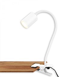 Obrázek pro produkt Fleks lampička na stůl, nastavitelná, s klipsem, bílé - BRILONER