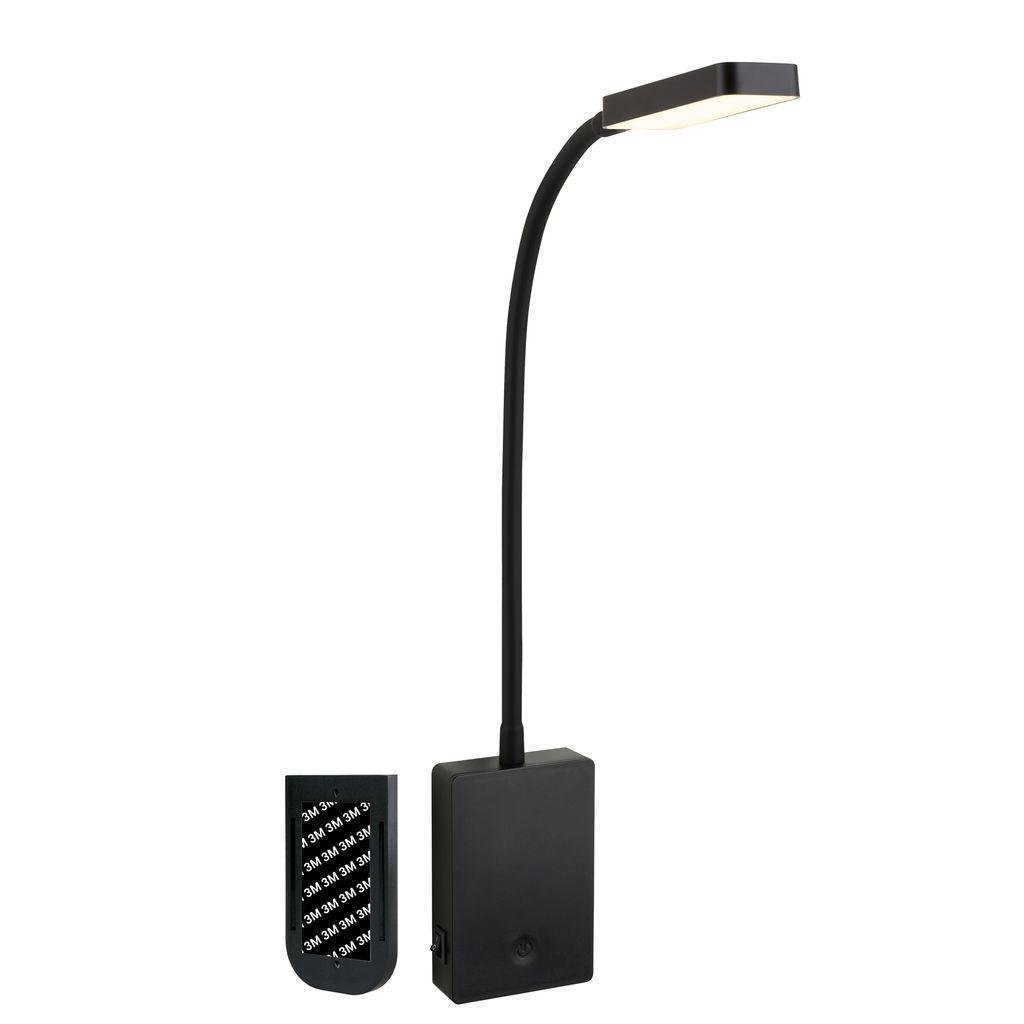 BRI 2361015 Cielo lampa na čtení - 2W, 200lm, LED, nabíjecí, stmívatelné, dotykový vypínač, bezdrátové, černá - BRILONER