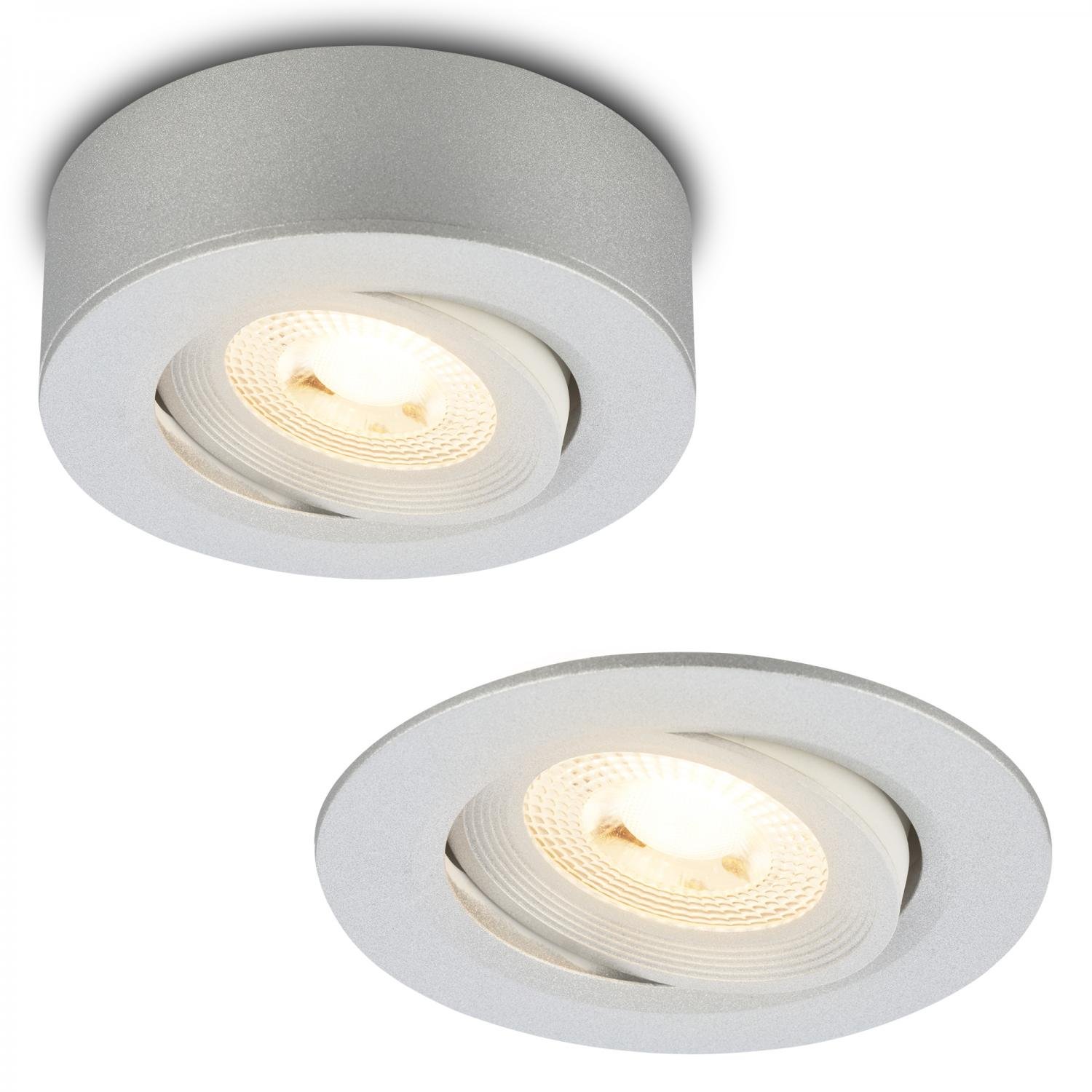 BRI 7990014 LED vestavné / přisazené bodové svítidlo – pr.90mm, stmívatelné, 5W, 230V, teplá bílá, nastavitelné, matný chrom - BRILONER (obrázek 3)