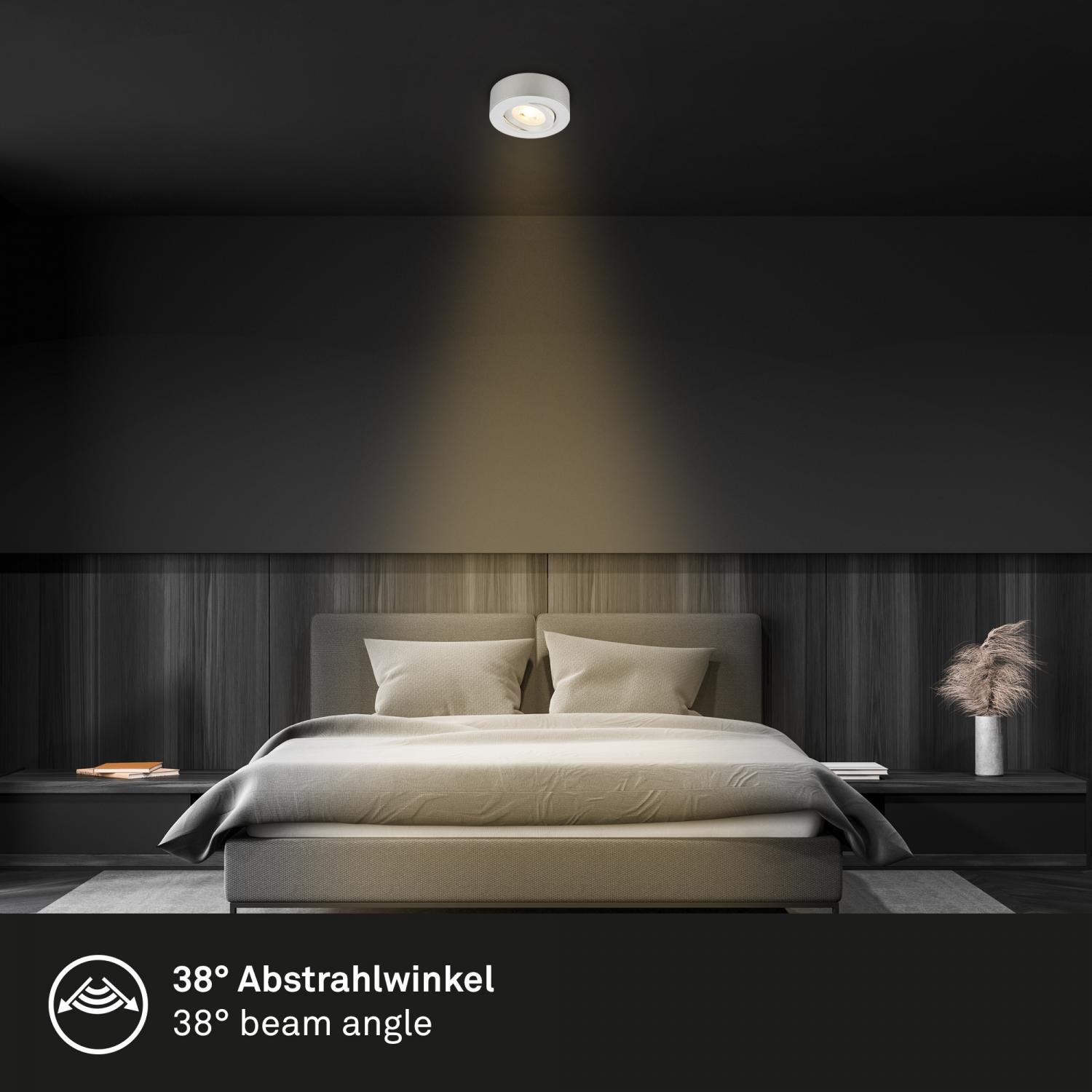 BRI 7990014 LED vestavné / přisazené bodové svítidlo – pr.90mm, stmívatelné, 5W, 230V, teplá bílá, nastavitelné, matný chrom - BRILONER (obrázek 5)