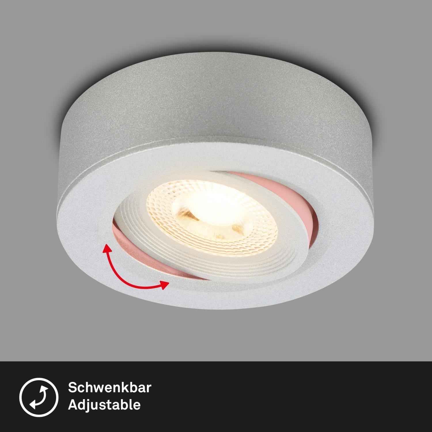 BRI 7990014 LED vestavné / přisazené bodové svítidlo – pr.90mm, stmívatelné, 5W, 230V, teplá bílá, nastavitelné, matný chrom - BRILONER (obrázek 6)