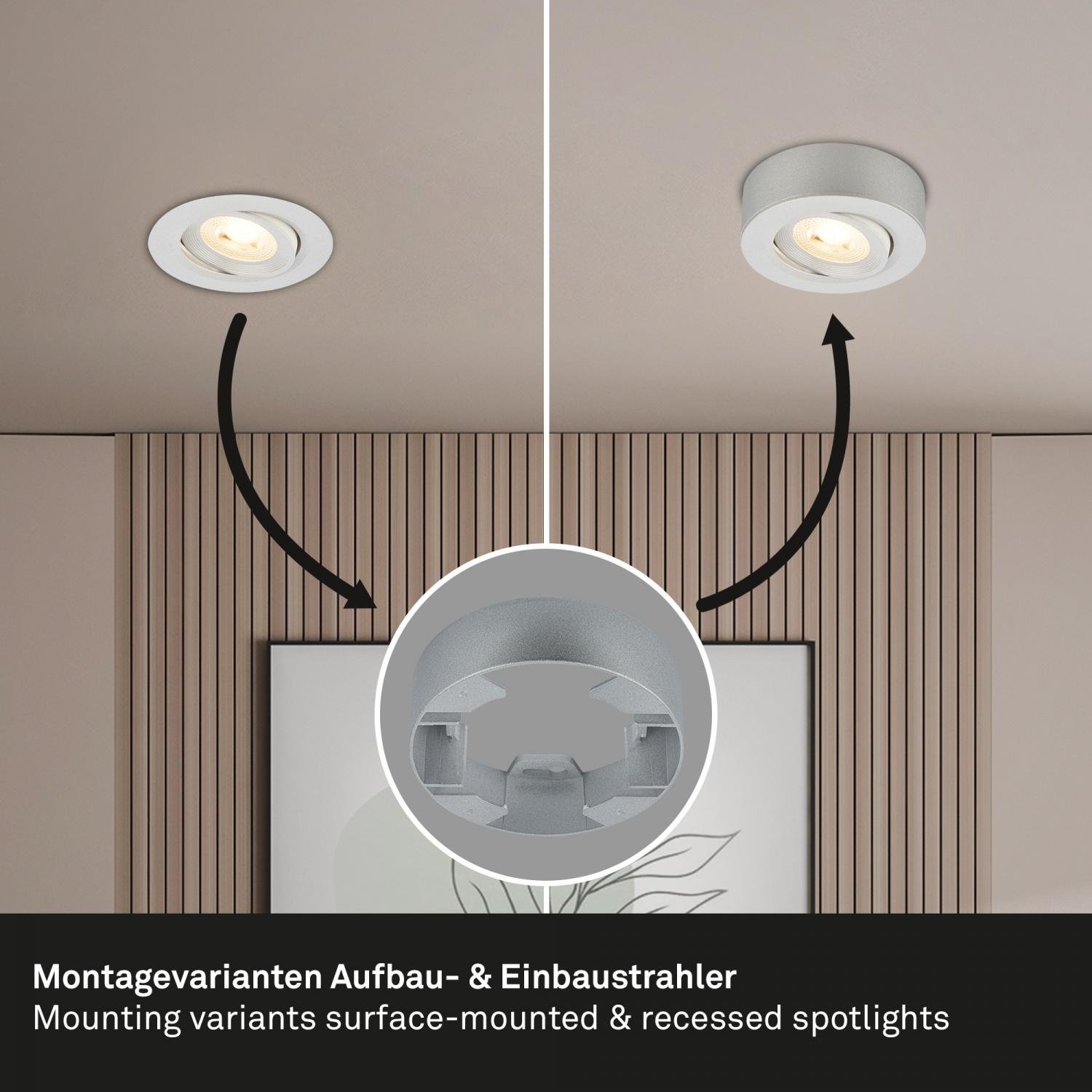 BRI 7990014 LED vestavné / přisazené bodové svítidlo – pr.90mm, stmívatelné, 5W, 230V, teplá bílá, nastavitelné, matný chrom - BRILONER (obrázek 7)