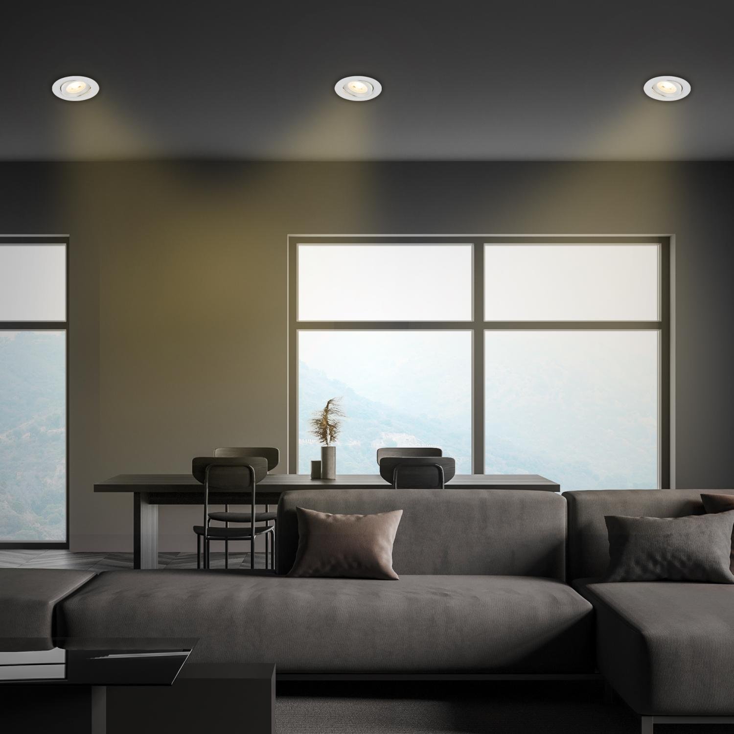 BRI 7990014 LED vestavné / přisazené bodové svítidlo – pr.90mm, stmívatelné, 5W, 230V, teplá bílá, nastavitelné, matný chrom - BRILONER (obrázek 8)