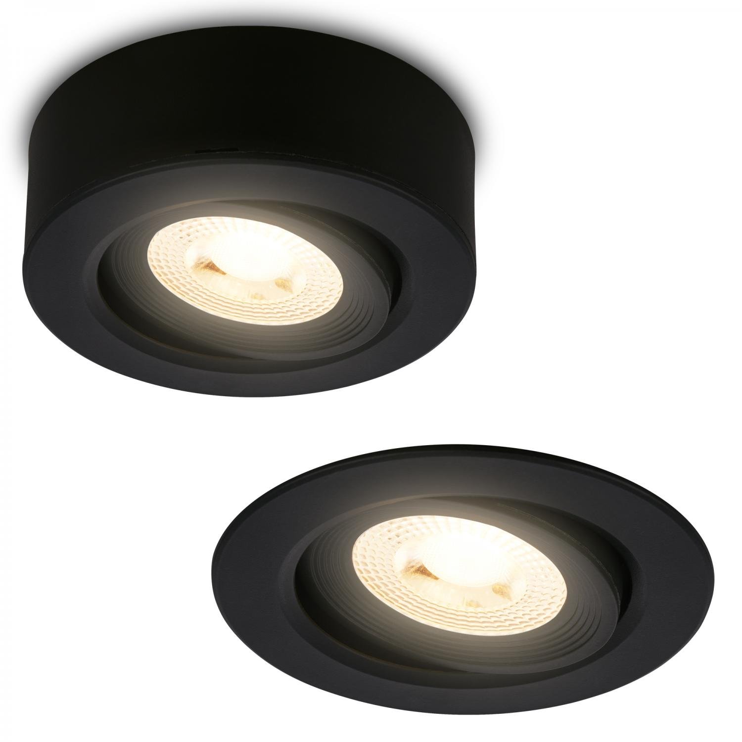 BRI 7990015 LED vestavné / přisazené bodové svítidlo – pr.9mm, stmívatelné, 5W, 230V, teplá bílá, nastavitelné, černá - BRILONER
