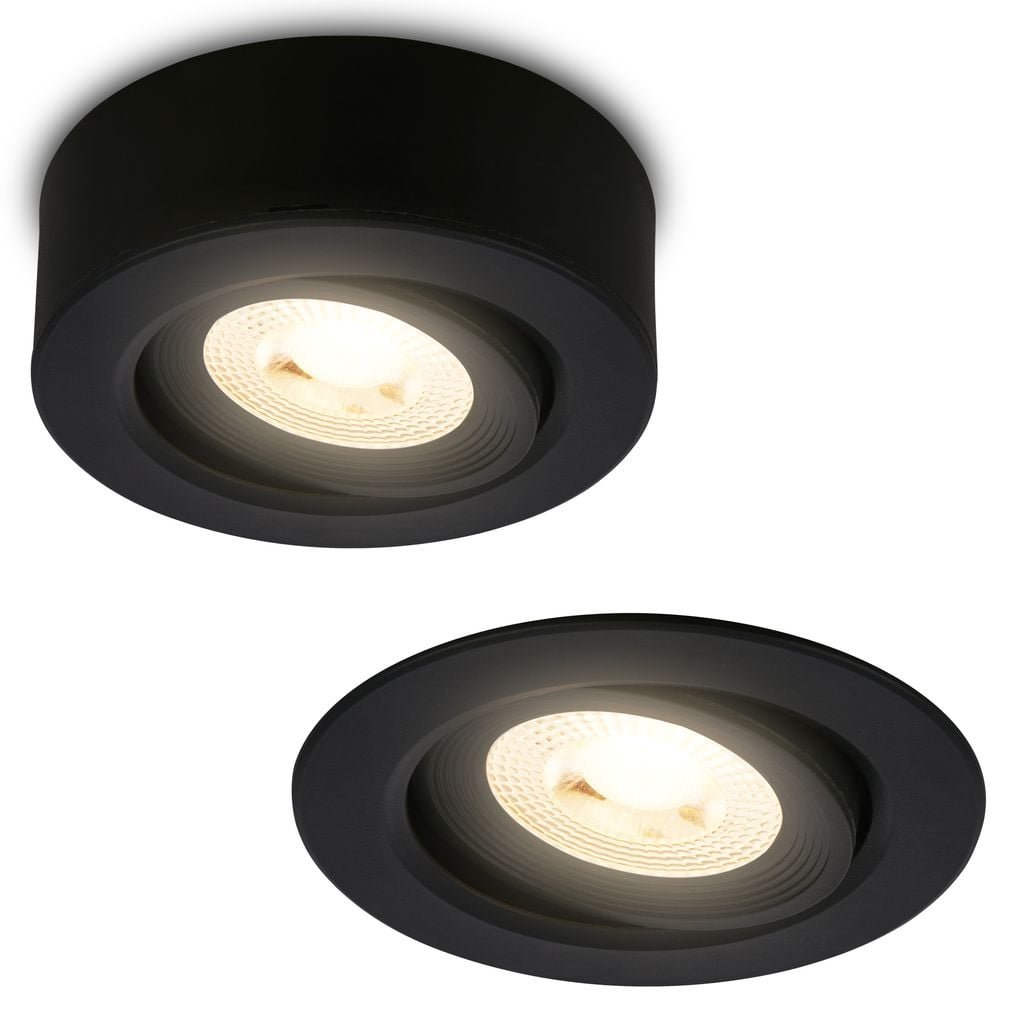 BRI 7991015 LED vestavné / přisazené bodové svítidlo – pr.90mm, 5W, 230V, teplá bílá, nastavitelné, černé - BRILONER