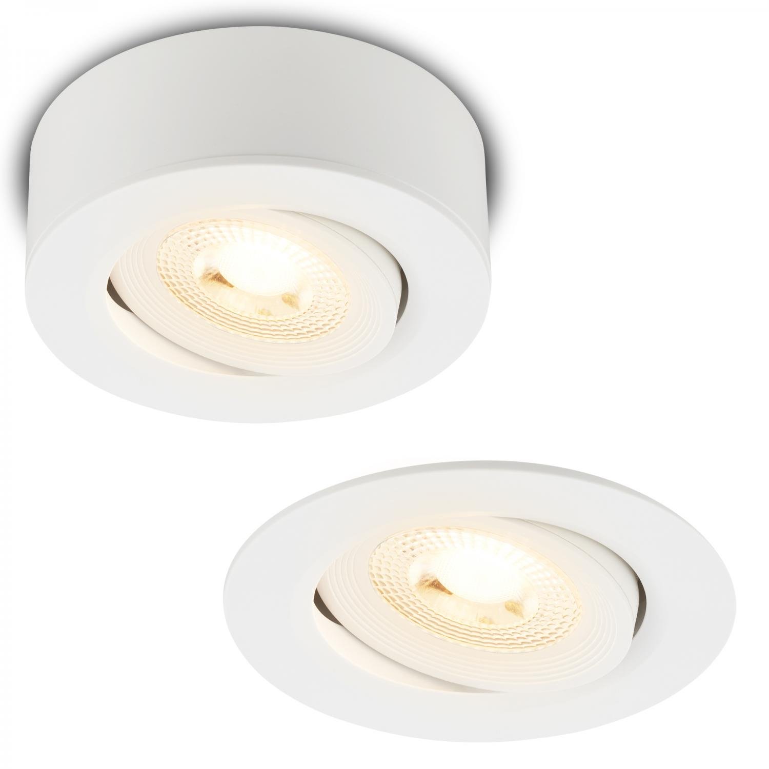 BRI 7991016 LED vestavné / přisazené bodové svítidlo – pr.9mm, 5W, 230V, teplá bílá, nastavitelné, bílé - BRILONER