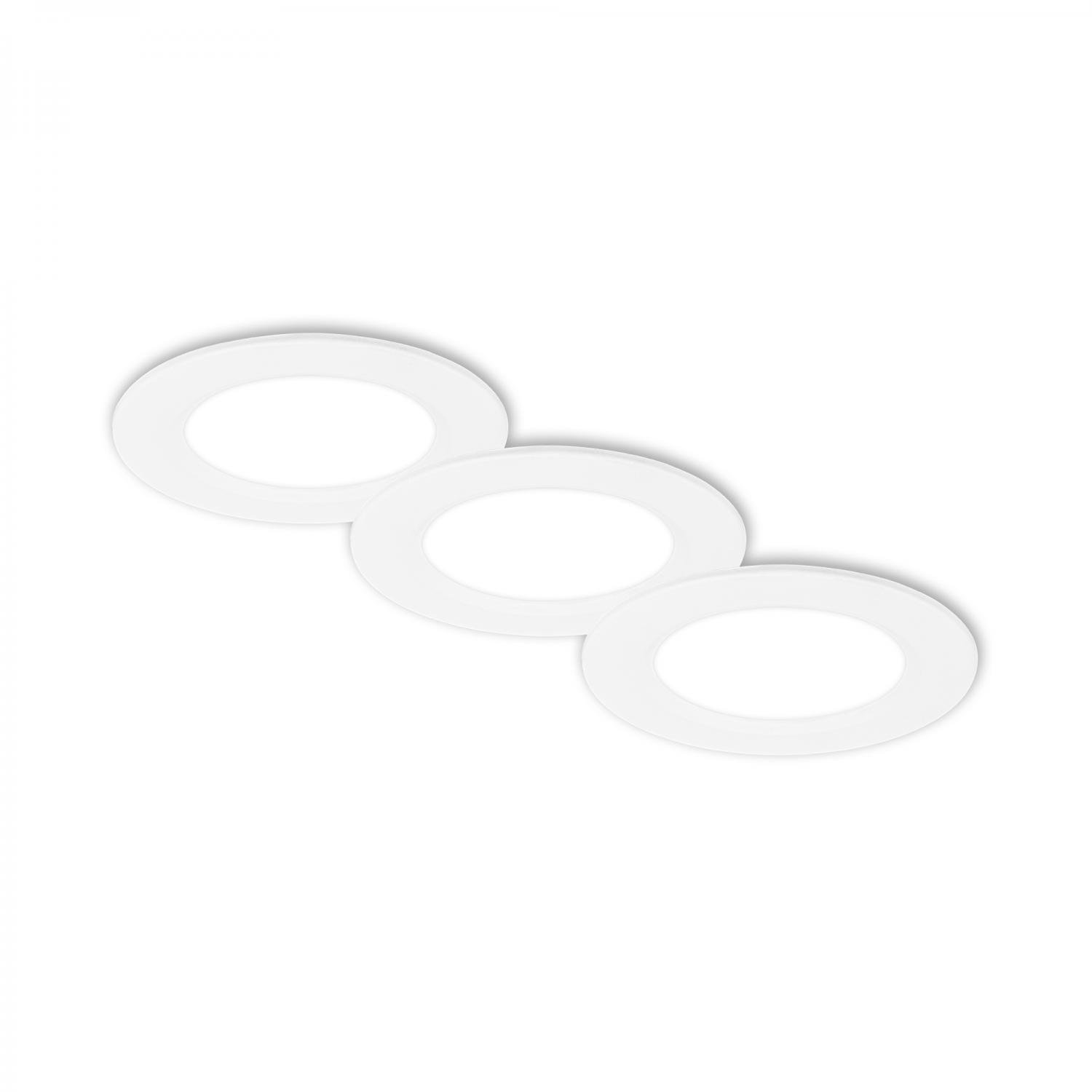 BRI 7992036 3ks sada LED vestavné bodové svítidlo – pr.9mm, ploché, 3W, 230V, neutrální bílá, bílé - BRILONER
