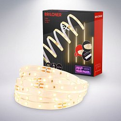 Obrázek pro produkt Prodlužovací sada LED Strip On/Off pro nástěnný panel – 260 cm, teplá bílá, zkracovatelná, samolepící, bílé - BRILONER