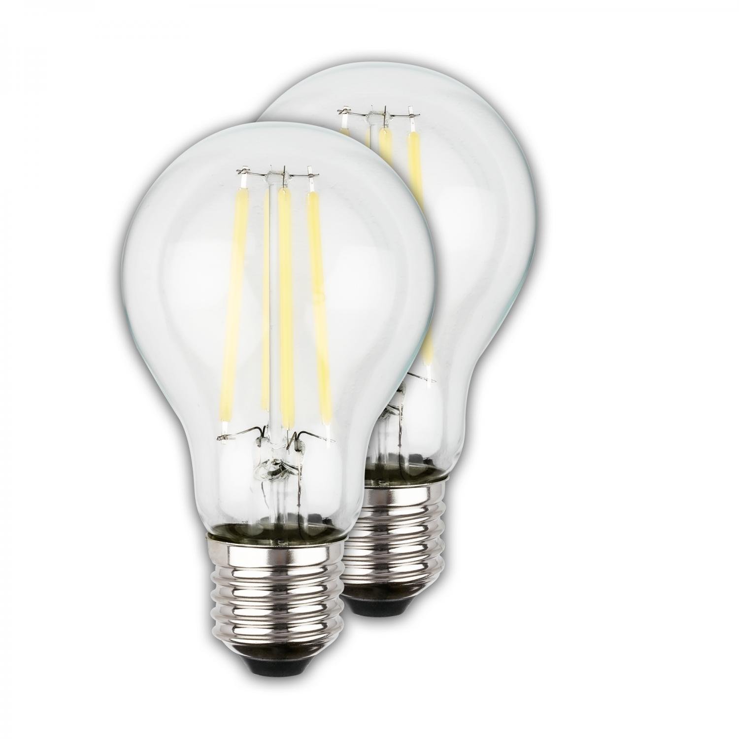 BRILO 0551005 EEK A 2ks sada E27 LED žárovka, třída A, Filament, 50.000h, 1055lm, 5W, teple bílé světlo, A60 - BRILO