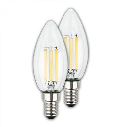 Obrázek pro produkt BRILONER EEK A 2ks sada E14 LED žárovka, třída A, Filament, 50.000h, 840lm, 4W, teple bílé světlo, svíčka 0553004