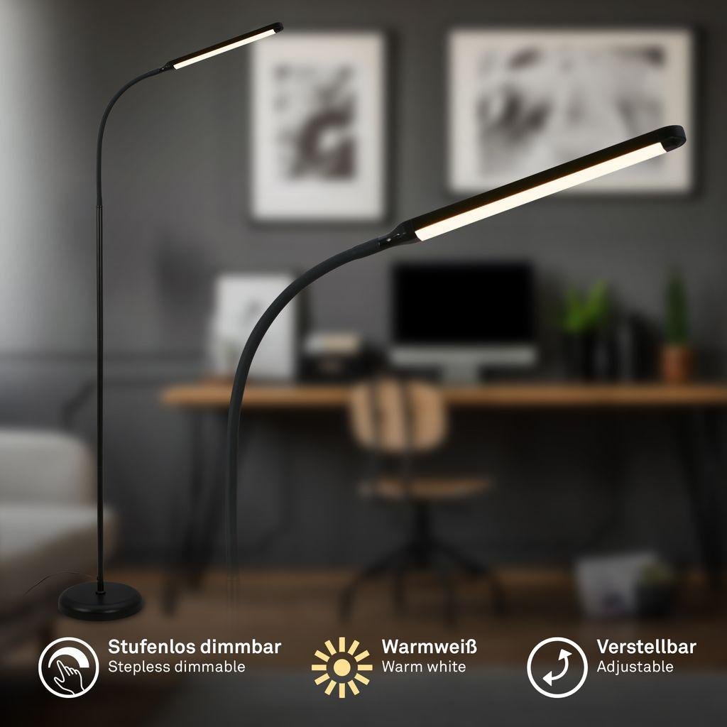 BRILO 1660015 Mura stojanová lampa - 6W, 600lm, LED, stmívatelné, dotykový vypínač, nastavitelné, černá - BRILO (obrázek 3)