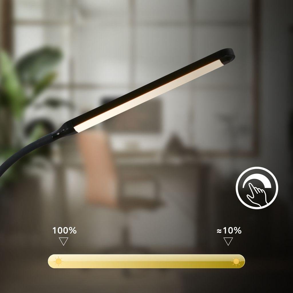 BRILO 1660015 Mura stojanová lampa - 6W, 600lm, LED, stmívatelné, dotykový vypínač, nastavitelné, černá - BRILO (obrázek 5)