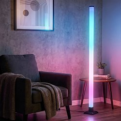 Obrázek pro produkt Flash stojanová lampa - 4,8W, 300lm, stmívatelné, LED, RGBIC, dálkový ovladač, černá - BRILO